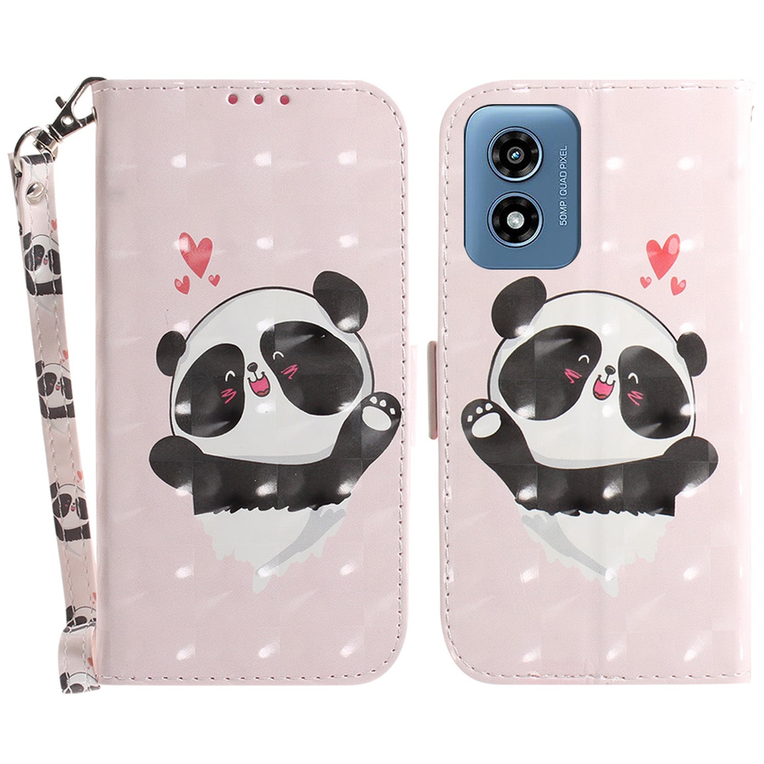 For Motorola Moto G Play (2024) 4G Case Pattern Printed Leather Wallet Phone Cover with Strap