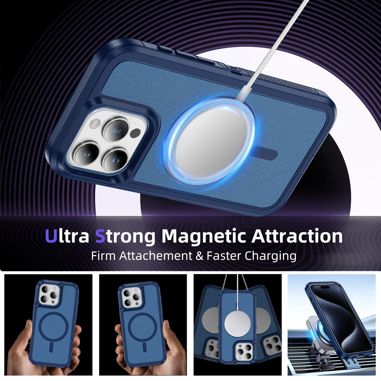 For iPhone 15 Pro Max Case Matte TPU+PC Back Phone Cover Compatible with MagSafe