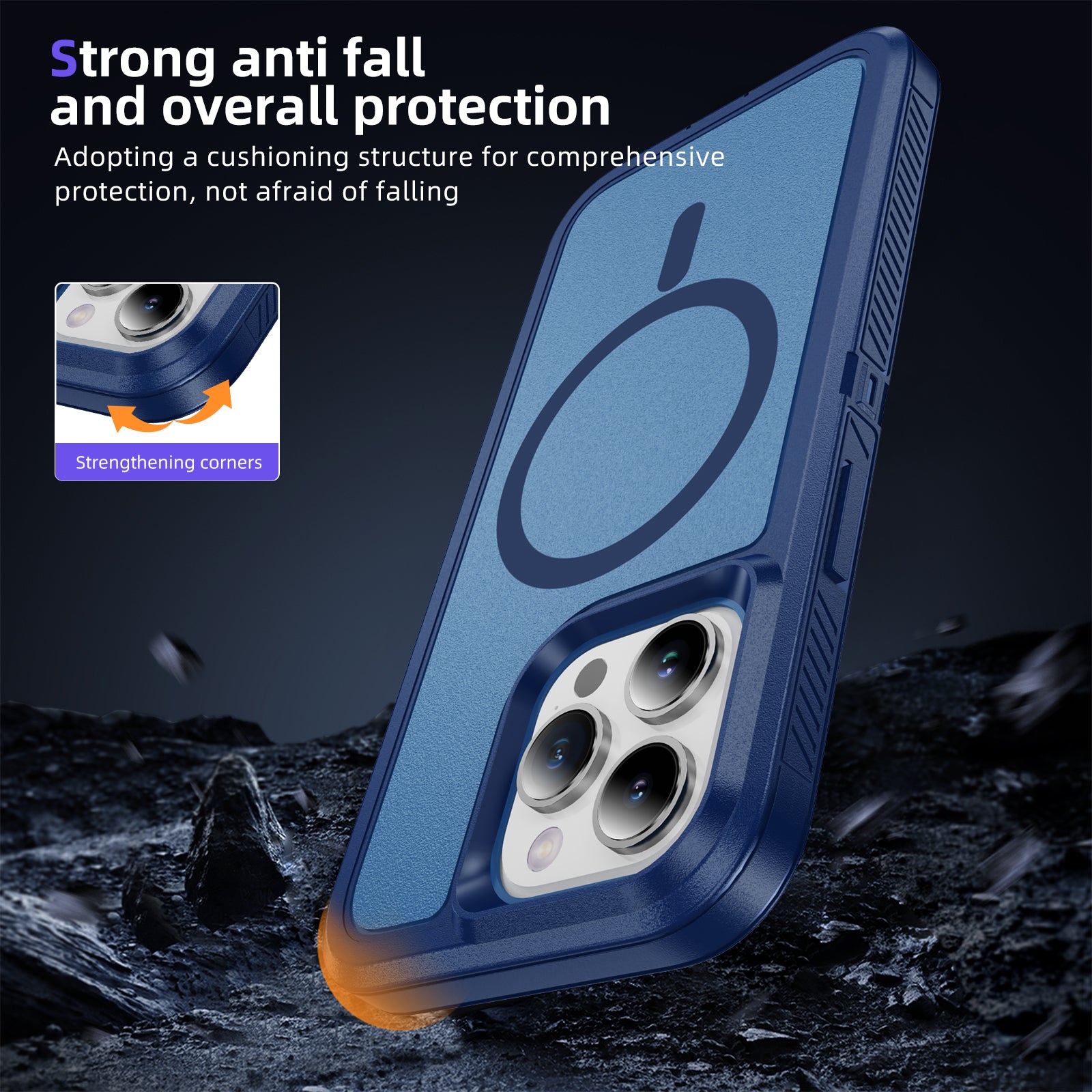 For iPhone 15 Pro Max Case Matte TPU+PC Back Phone Cover Compatible with MagSafe
