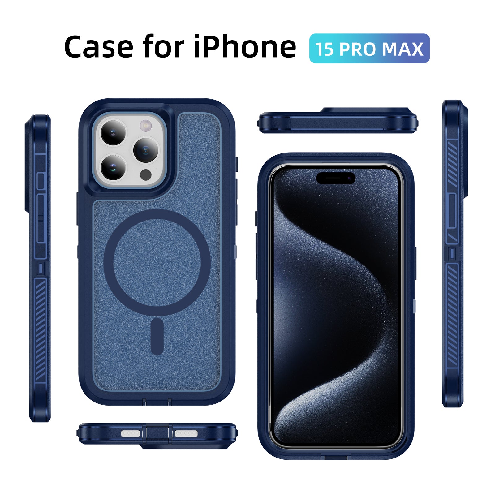 For iPhone 15 Pro Max Case Matte TPU+PC Back Phone Cover Compatible with MagSafe