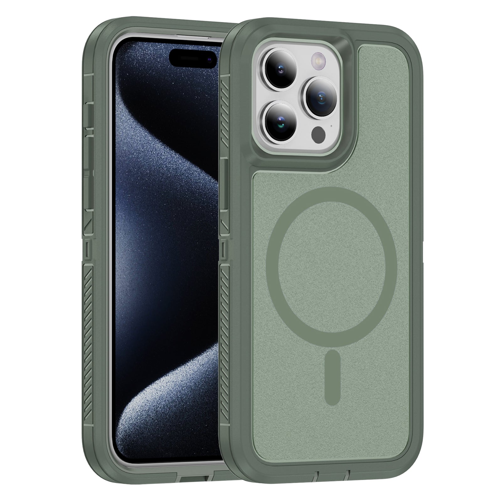 For iPhone 15 Pro Max Case Matte TPU+PC Back Phone Cover Compatible with MagSafe