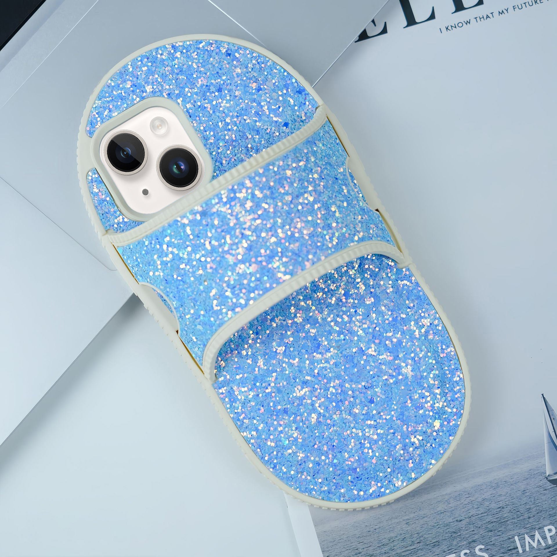 For iPhone 15 TPU Case Slipper Style Kickstand Anti-Drop Phone Cover