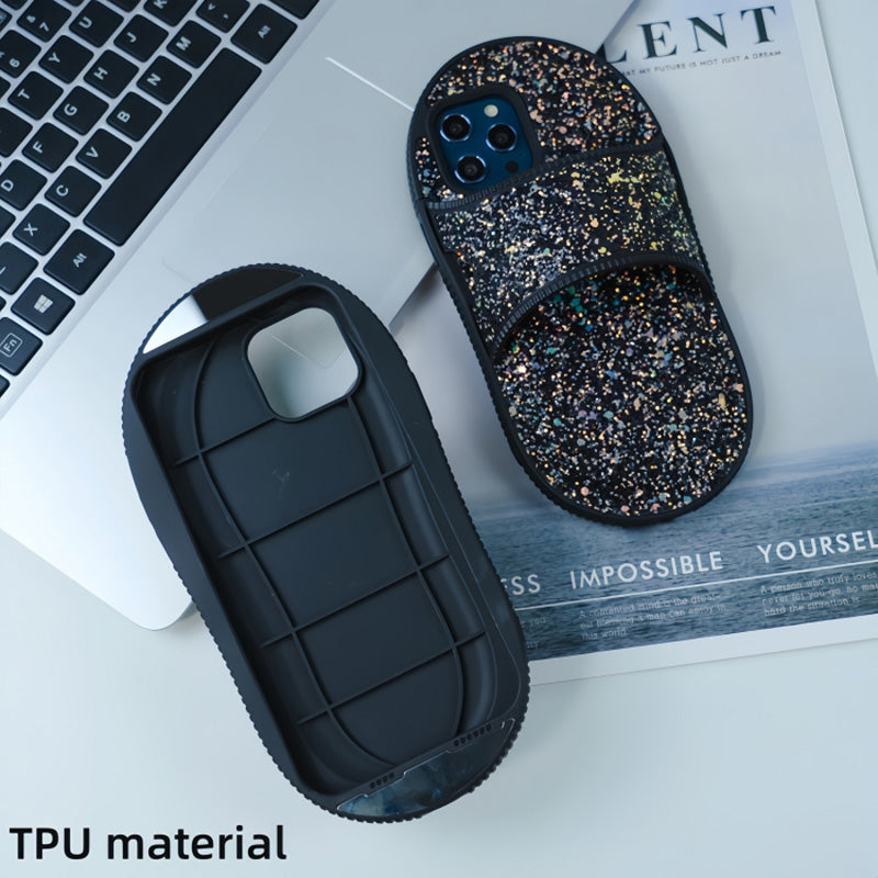 For iPhone 13 Pro Case Creative Slipper Design TPU Phone Cover with Kickstand