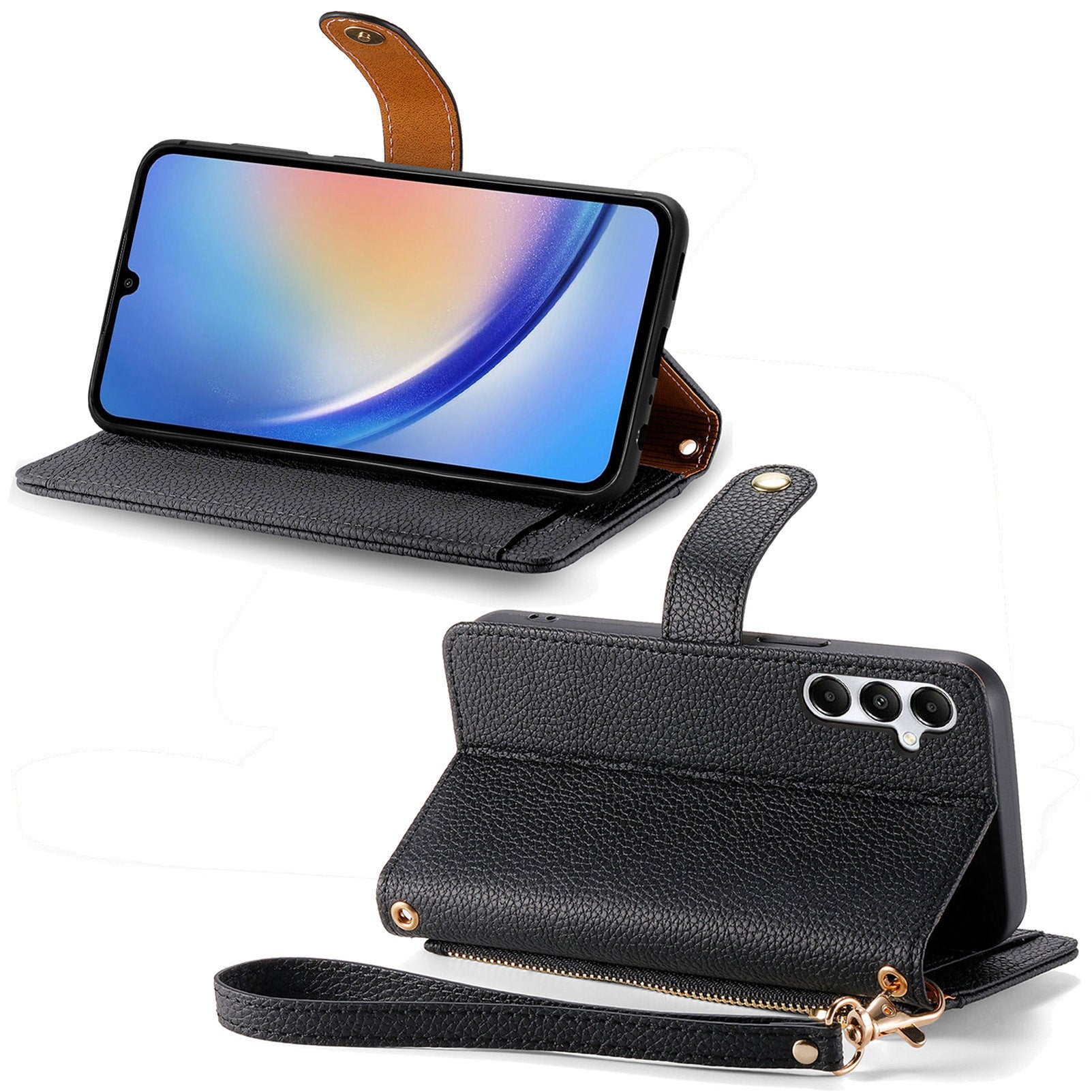 For Samsung Galaxy A35 5G Wallet Case Heart Shape Imprinted Leather Phone Cover