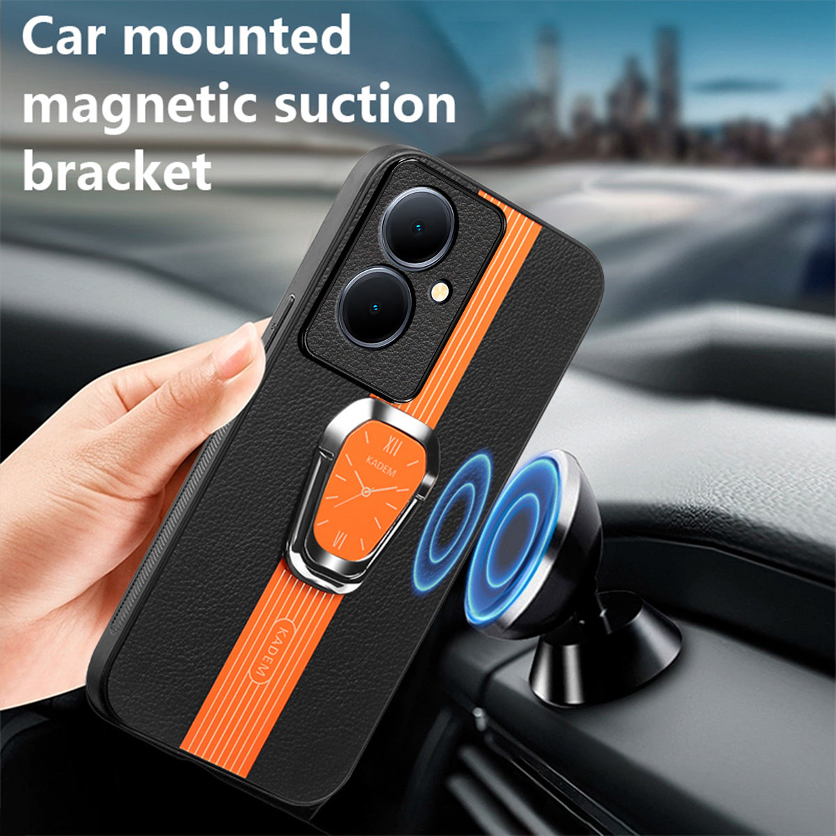 KADEM For Oppo A79 5G / A2 5G Protector Cover PU+TPU+Acrylic Kickstand Cell Phone Case