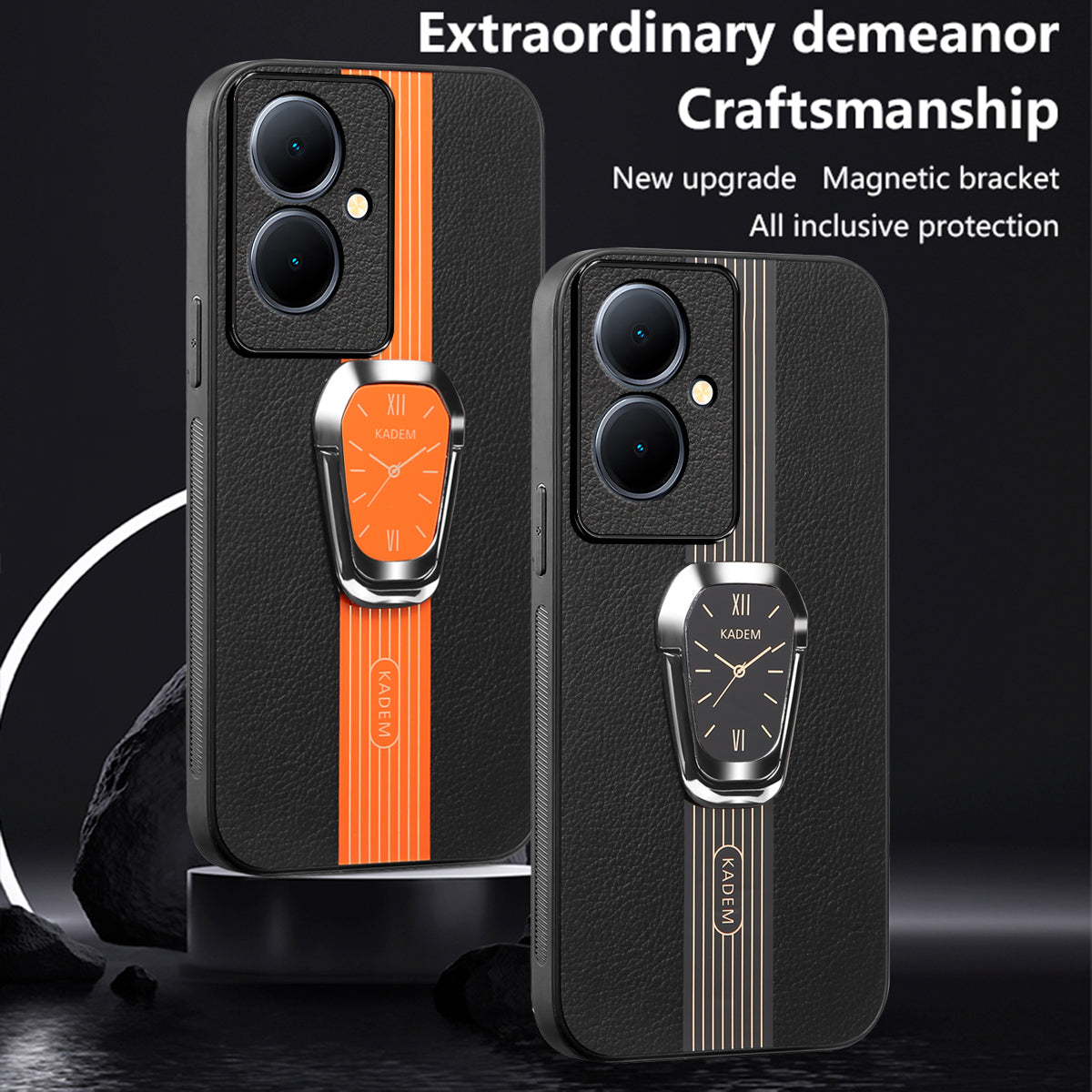 KADEM For Oppo A79 5G / A2 5G Protector Cover PU+TPU+Acrylic Kickstand Cell Phone Case