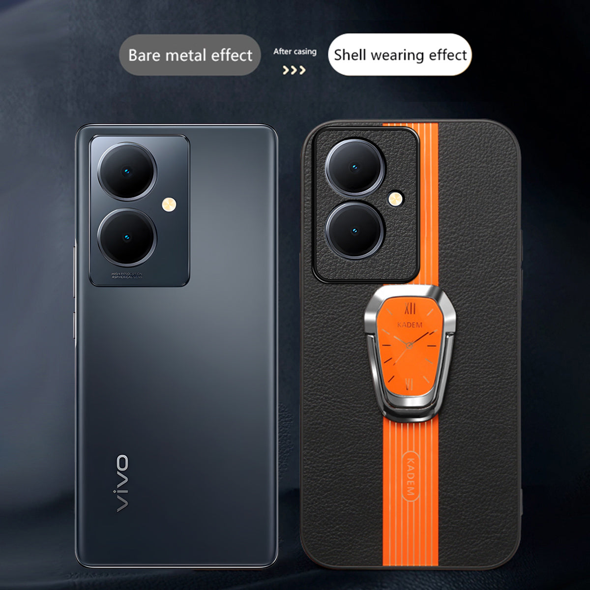 KADEM For Oppo A79 5G / A2 5G Protector Cover PU+TPU+Acrylic Kickstand Cell Phone Case