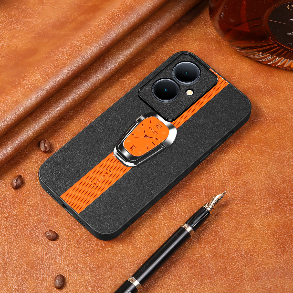 KADEM For Oppo A79 5G / A2 5G Protector Cover PU+TPU+Acrylic Kickstand Cell Phone Case