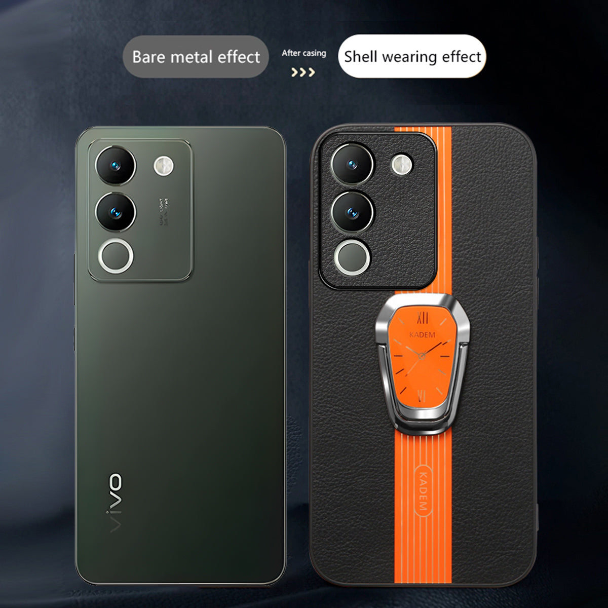 KADEM For vivo V30 Lite 5G Protector Cover with Kickstand PU+TPU+Acrylic Cell Phone Case