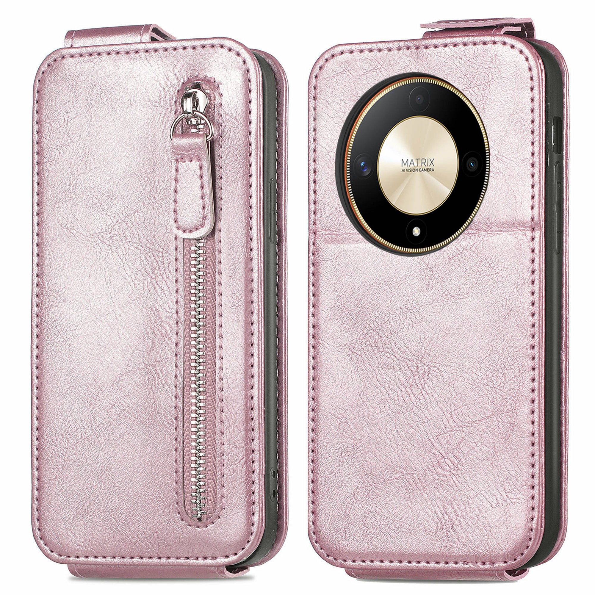 For Honor X9b 5G / Magic6 Lite 5G Magnetic Phone Case PU Leather Zipper Pocket Cover