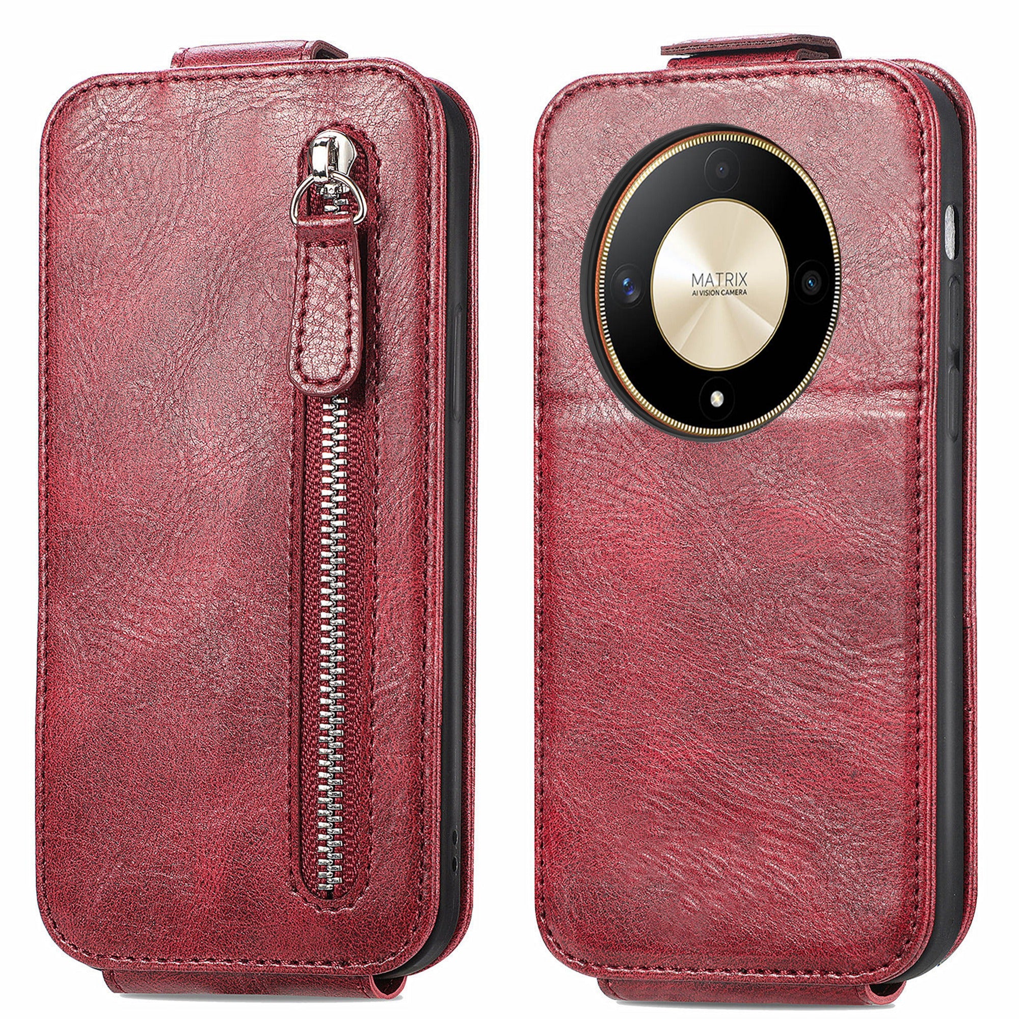 For Honor X9b 5G / Magic6 Lite 5G Magnetic Phone Case PU Leather Zipper Pocket Cover