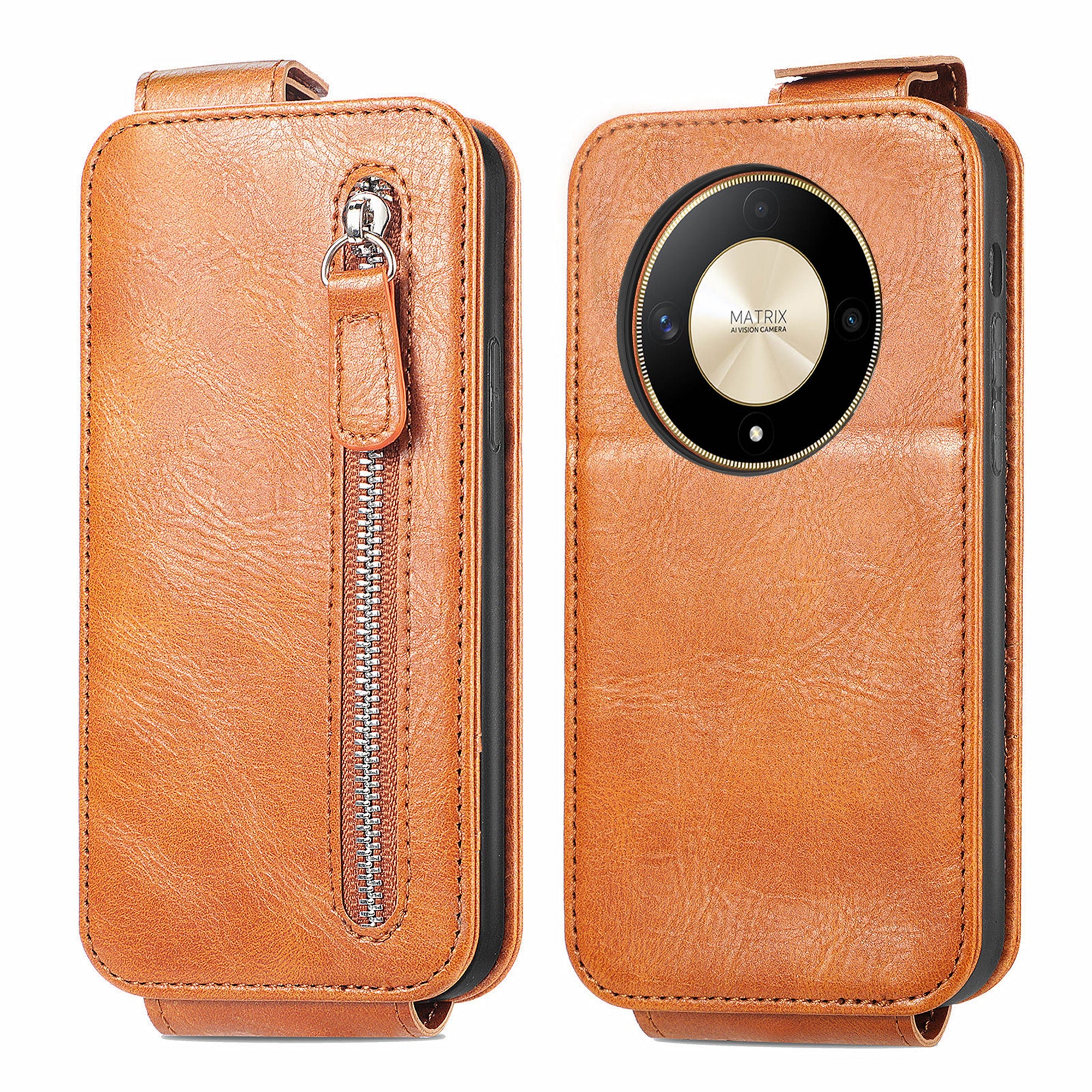 For Honor X9b 5G / Magic6 Lite 5G Magnetic Phone Case PU Leather Zipper Pocket Cover