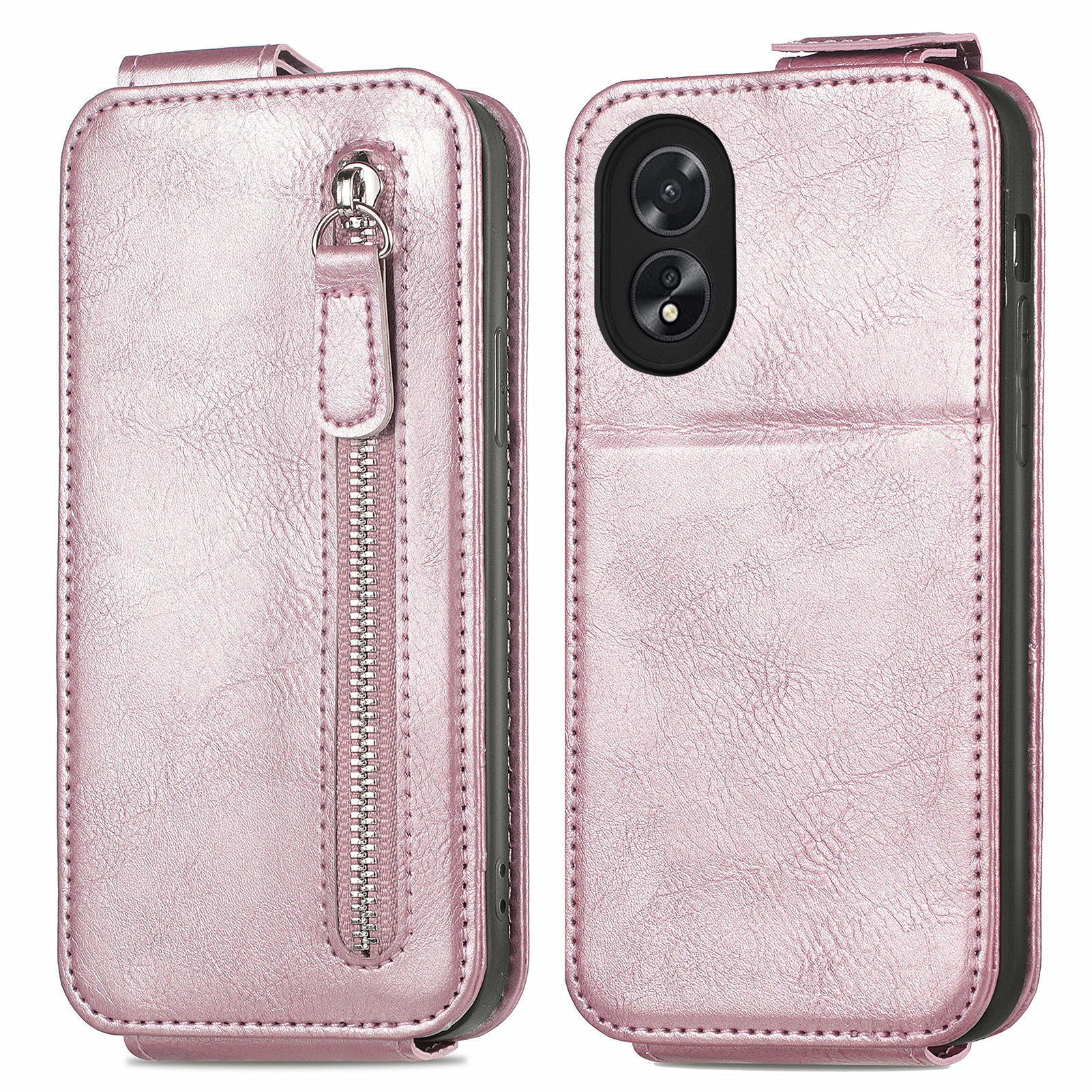 For Oppo A38 4G / A18 4G Phone Cover PU Leather Card Holder Vertical Flip Case