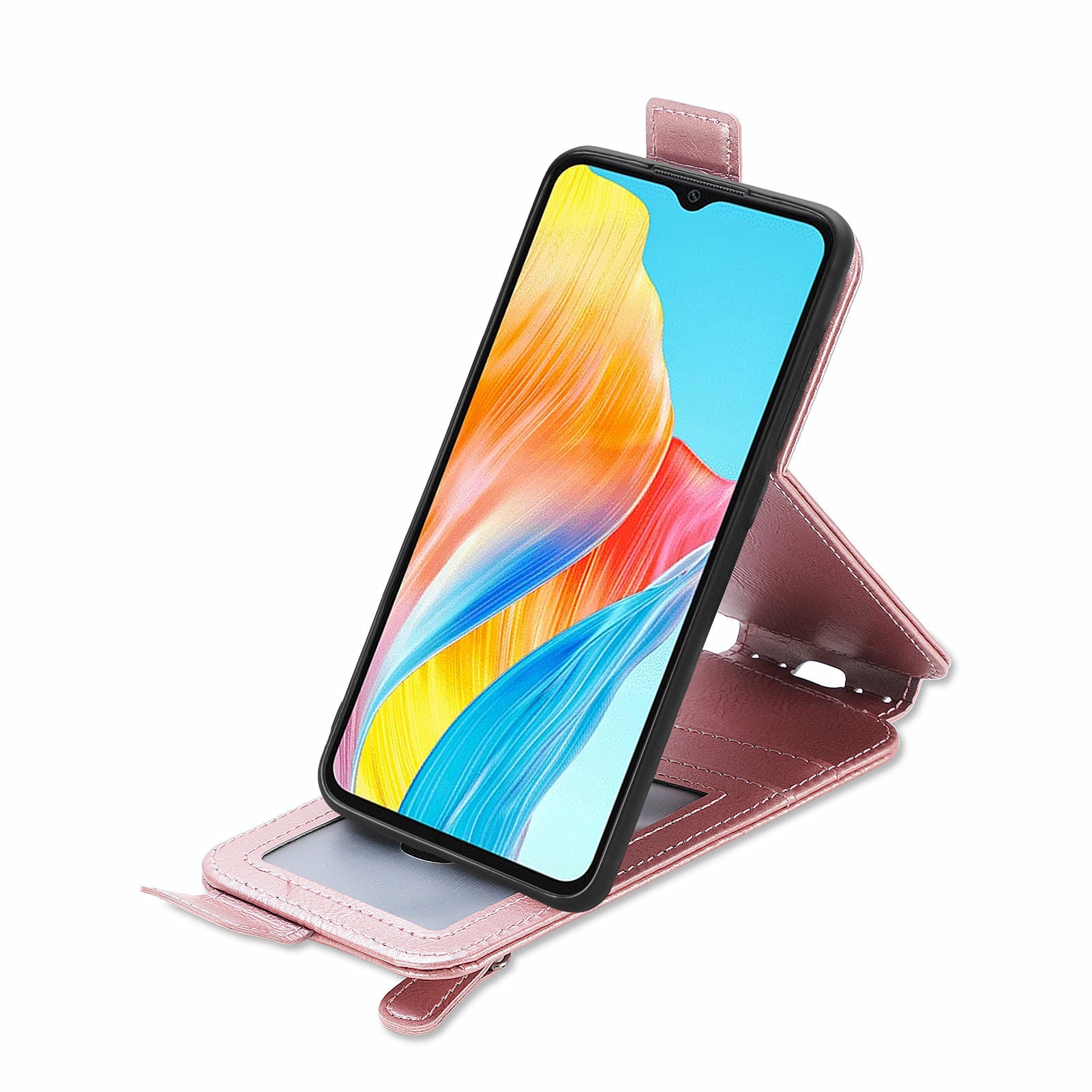 For Oppo A38 4G / A18 4G Phone Cover PU Leather Card Holder Vertical Flip Case