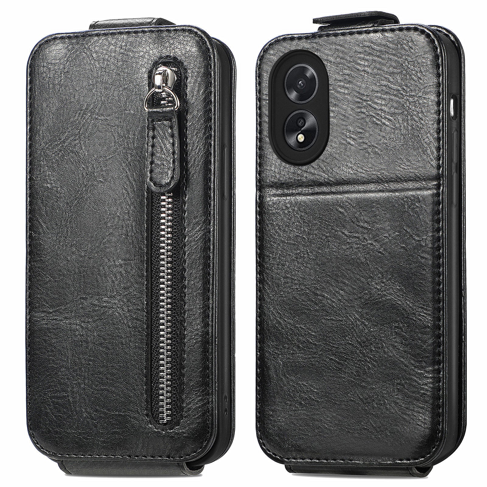 For Oppo A38 4G / A18 4G Phone Cover PU Leather Card Holder Vertical Flip Case
