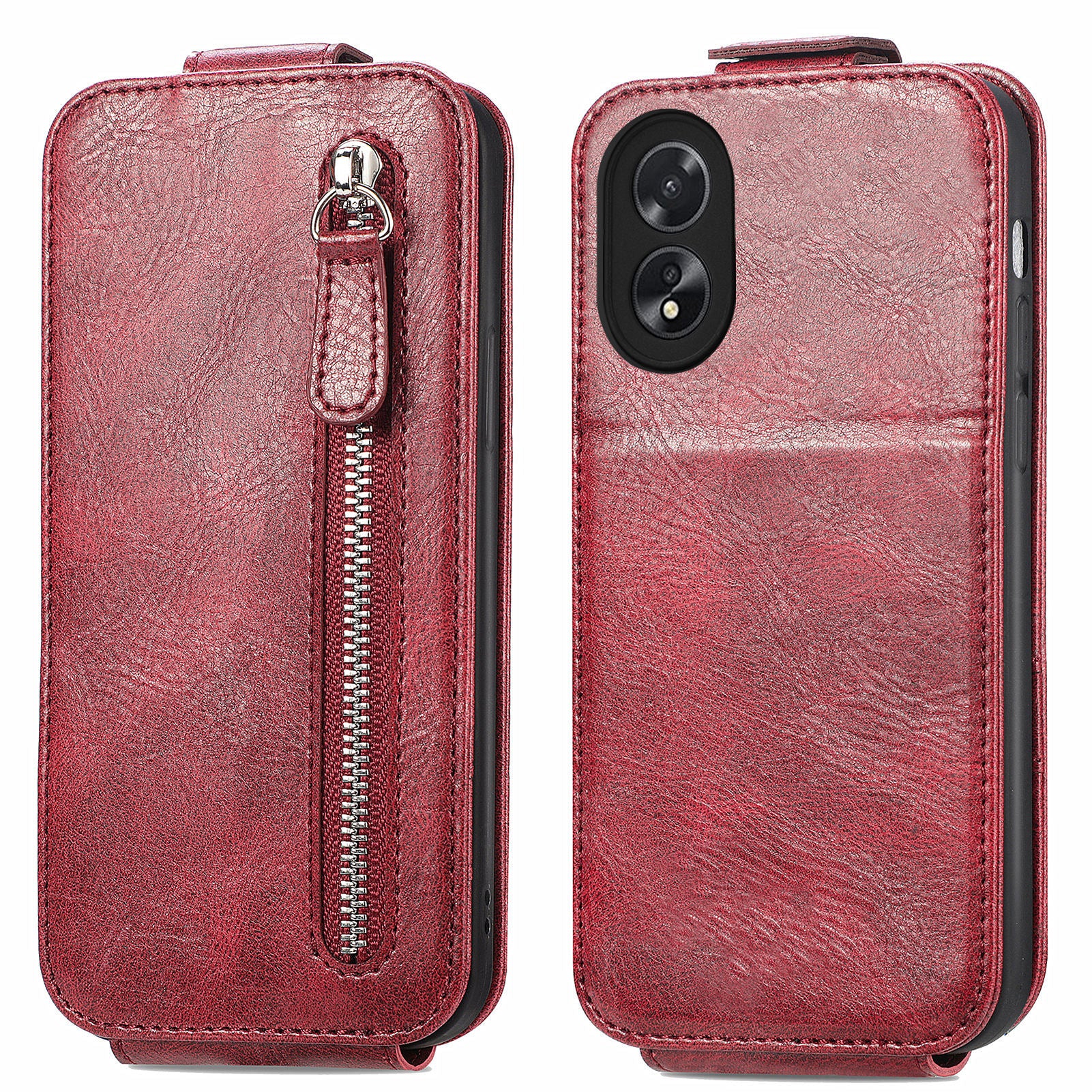 For Oppo A38 4G / A18 4G Phone Cover PU Leather Card Holder Vertical Flip Case