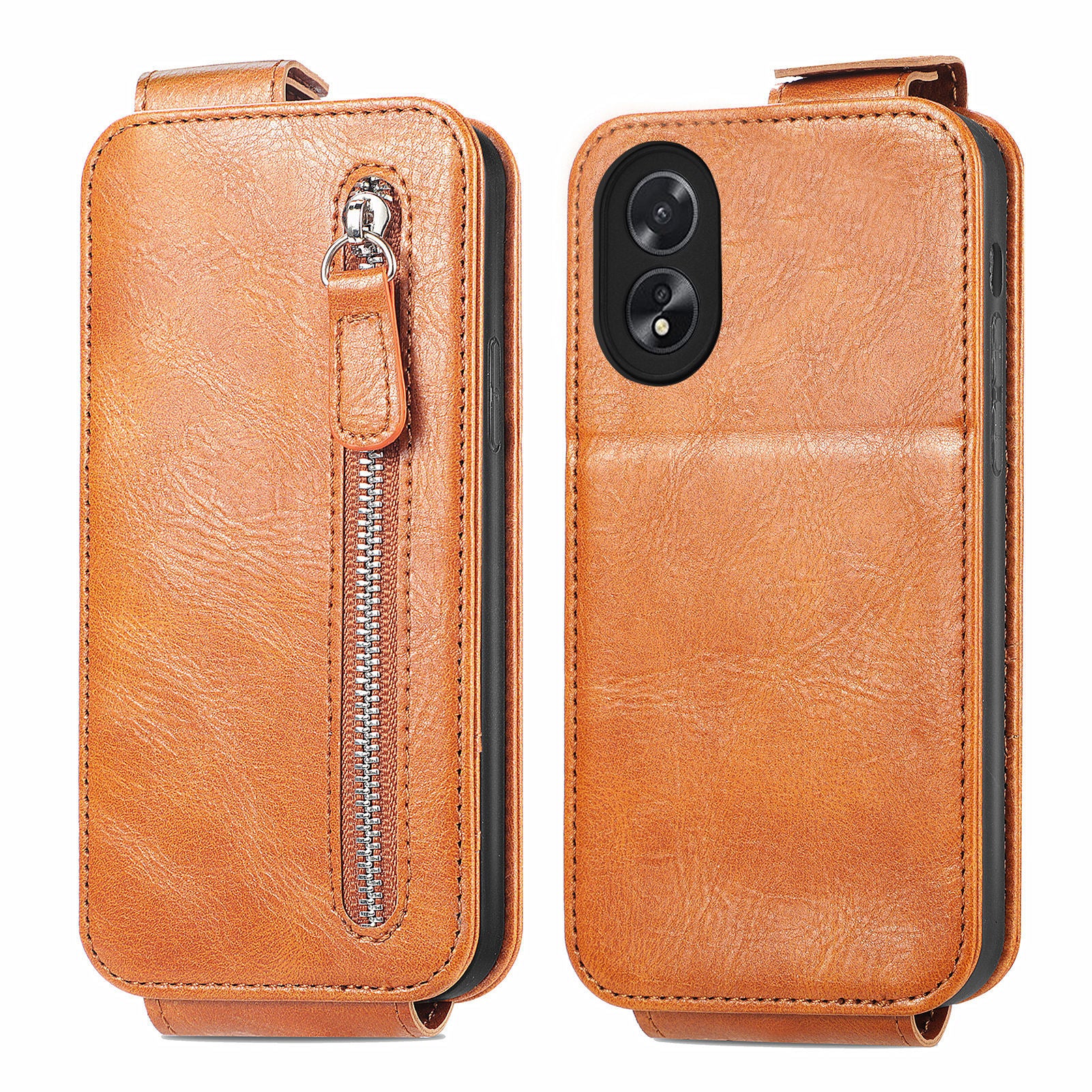 For Oppo A38 4G / A18 4G Phone Cover PU Leather Card Holder Vertical Flip Case