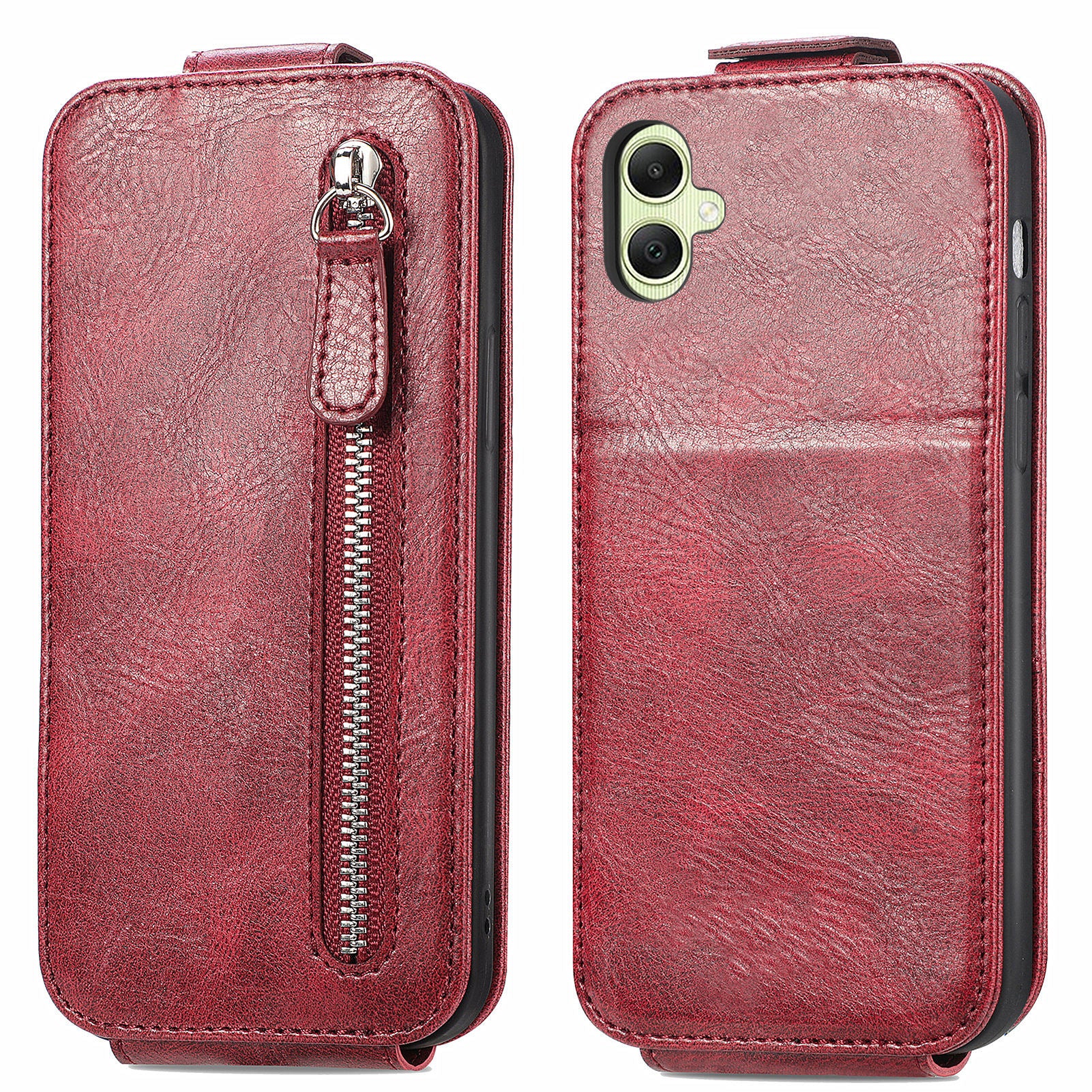 For Samsung Galaxy A05 4G Cover Vertical Flip Stand Mobile Phone Case with Zipper Wallet