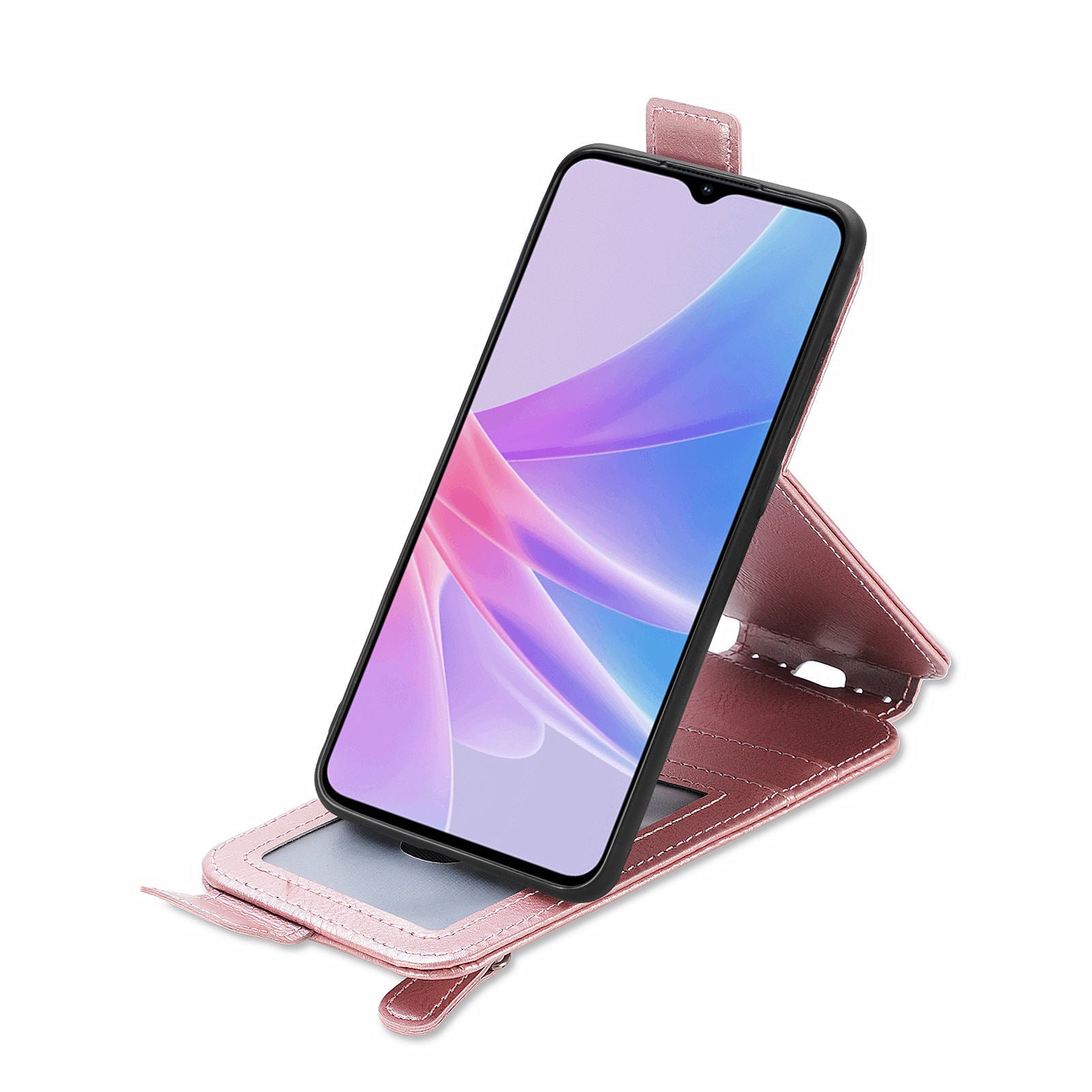 For Oppo A58 4G Case PU Leather Zipper Wallet Solid Color Design Phone Protector