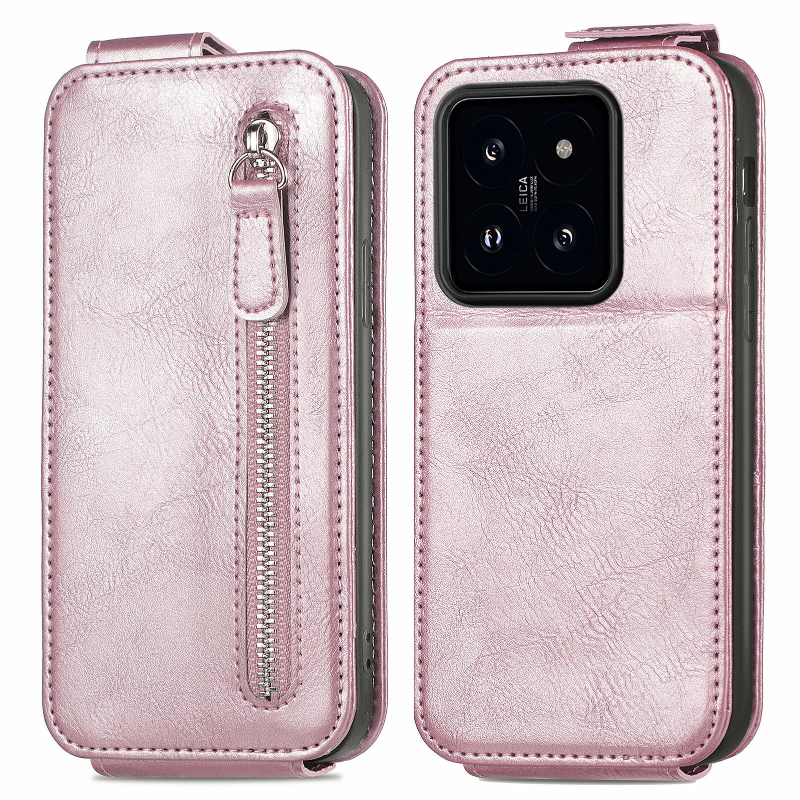 For Xiaomi 14 Magnetic Case PU Leather Zipper Wallet Phone Guard Cover