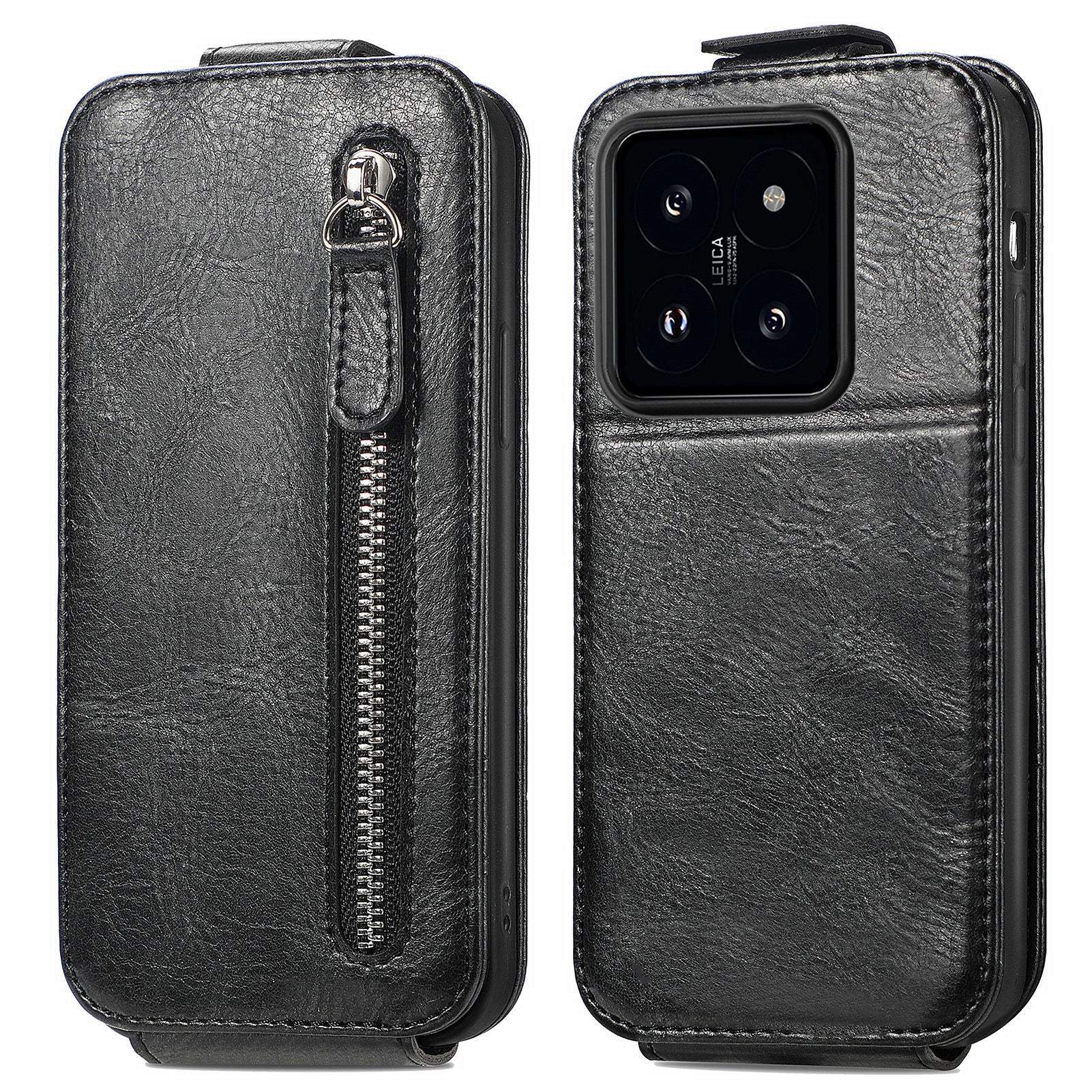For Xiaomi 14 Magnetic Case PU Leather Zipper Wallet Phone Guard Cover
