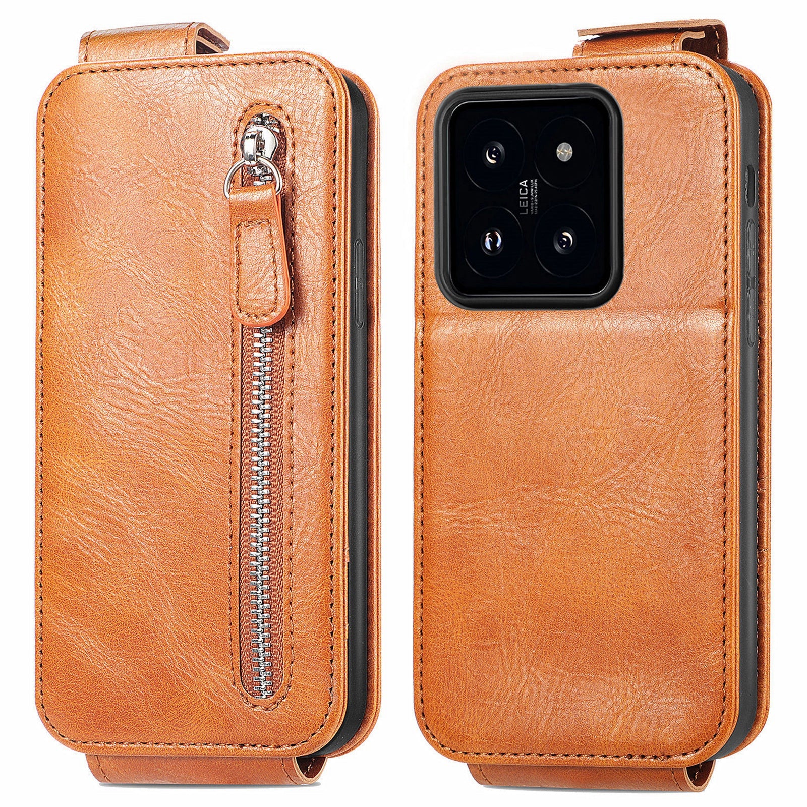 For Xiaomi 14 Magnetic Case PU Leather Zipper Wallet Phone Guard Cover
