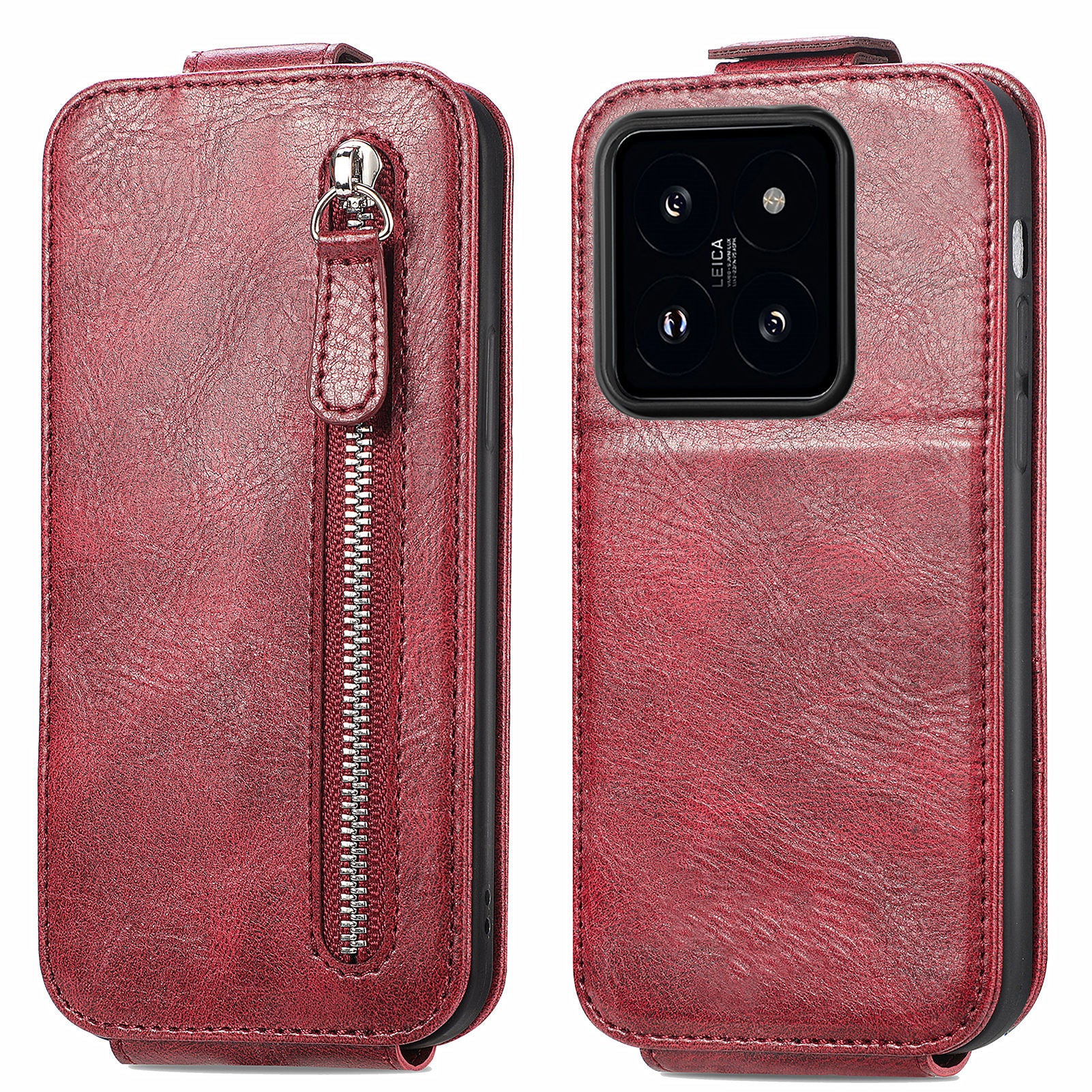 For Xiaomi 14 Magnetic Case PU Leather Zipper Wallet Phone Guard Cover