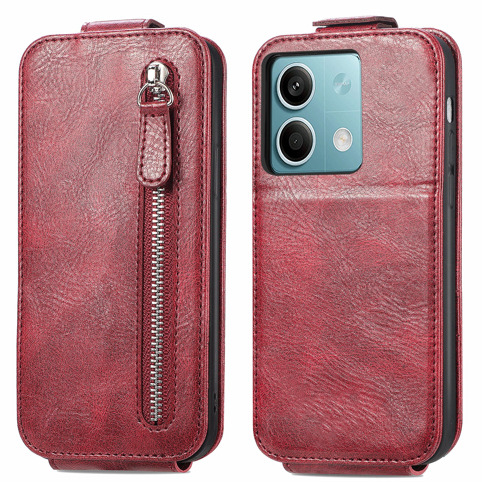 For Xiaomi Redmi Note 13 5G Case Vertical Flip Stand Phone Shell with Zipper Wallet