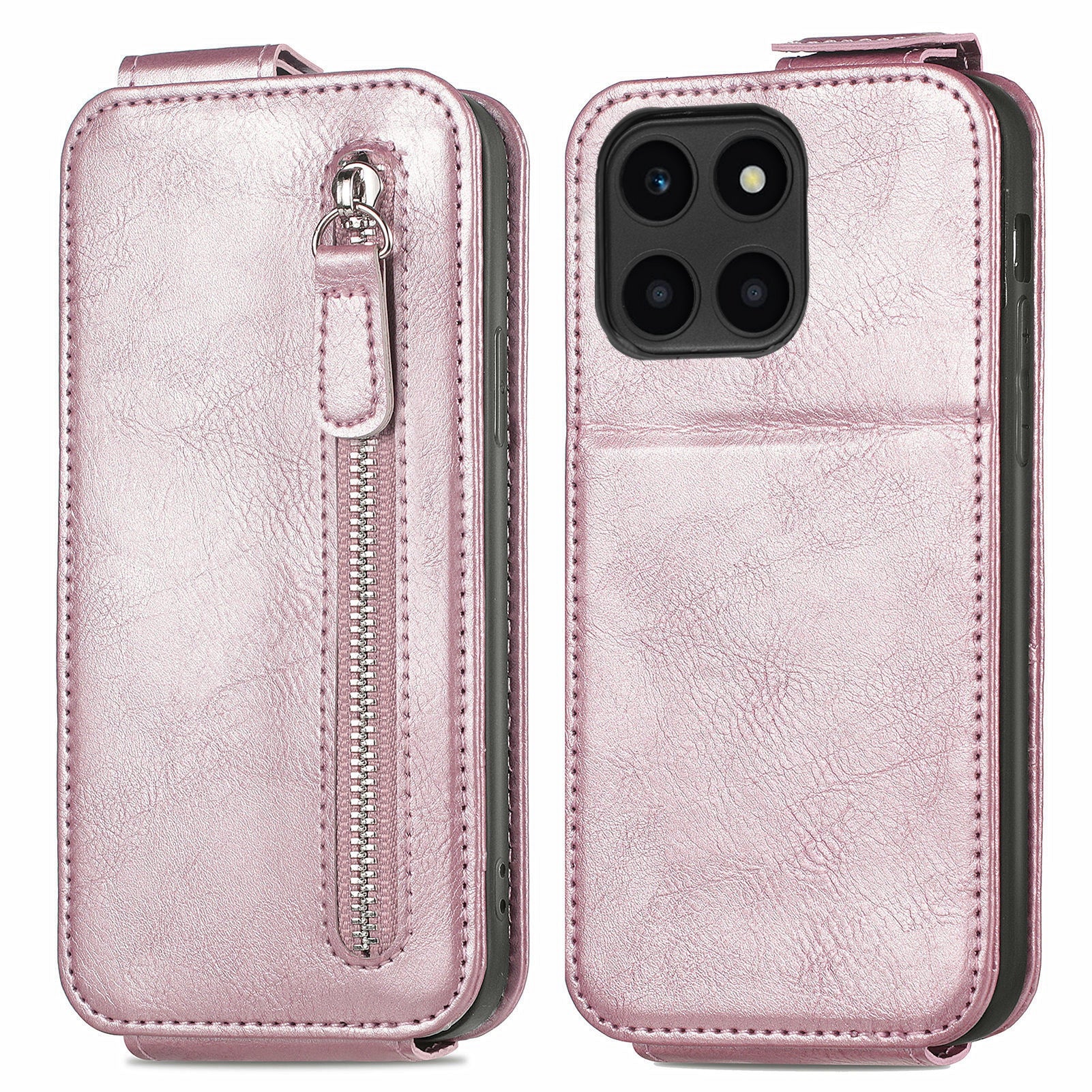 For Honor X6a 4G Case PU Leather Vertical Flip Phone Cover Zipper Protection Shell