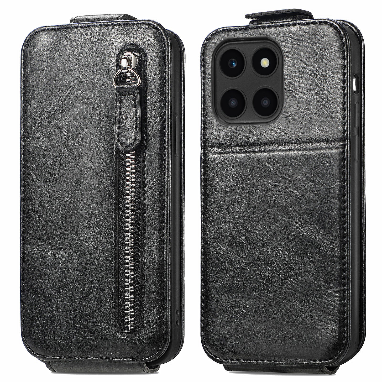 For Honor X6a 4G Case PU Leather Vertical Flip Phone Cover Zipper Protection Shell