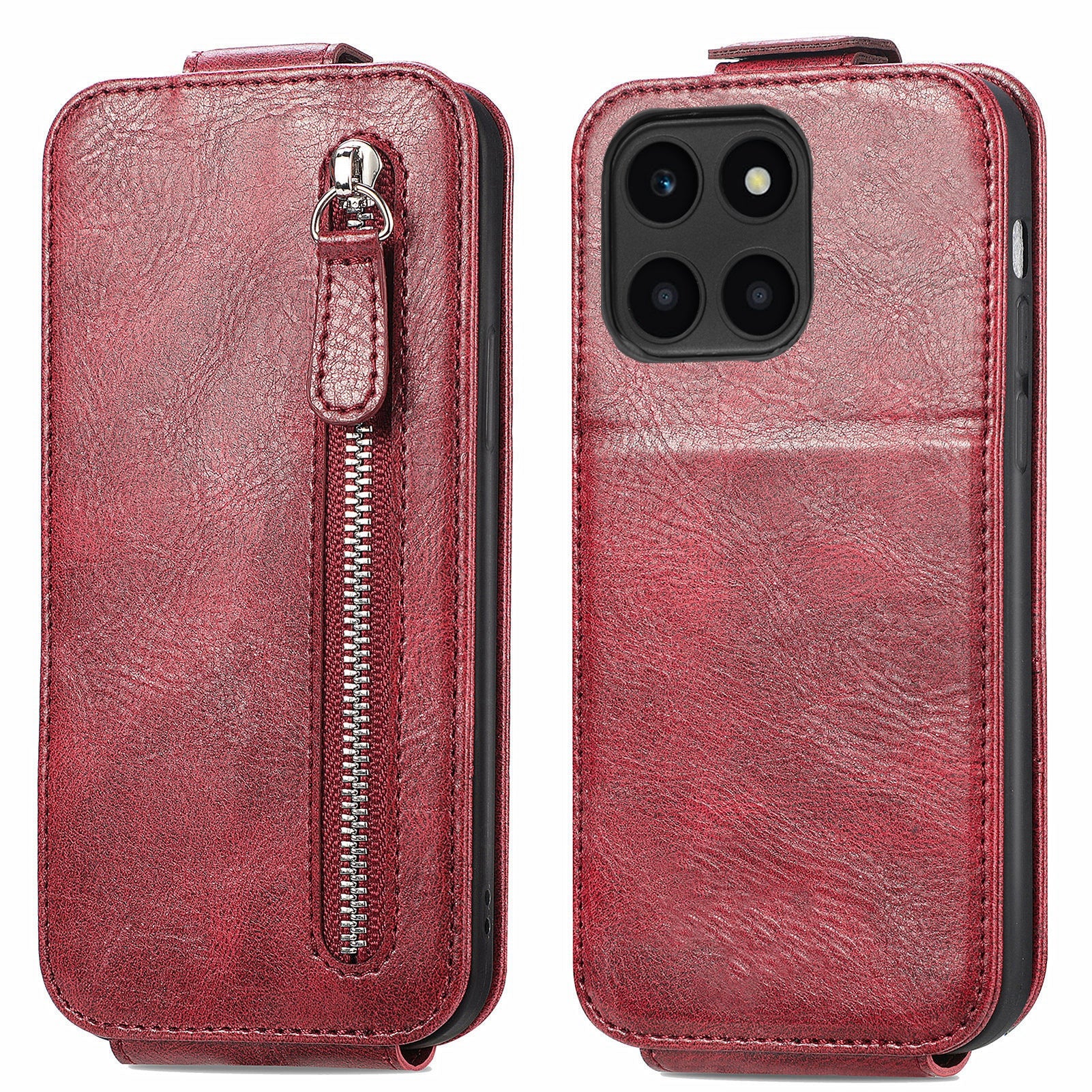 For Honor X6a 4G Case PU Leather Vertical Flip Phone Cover Zipper Protection Shell