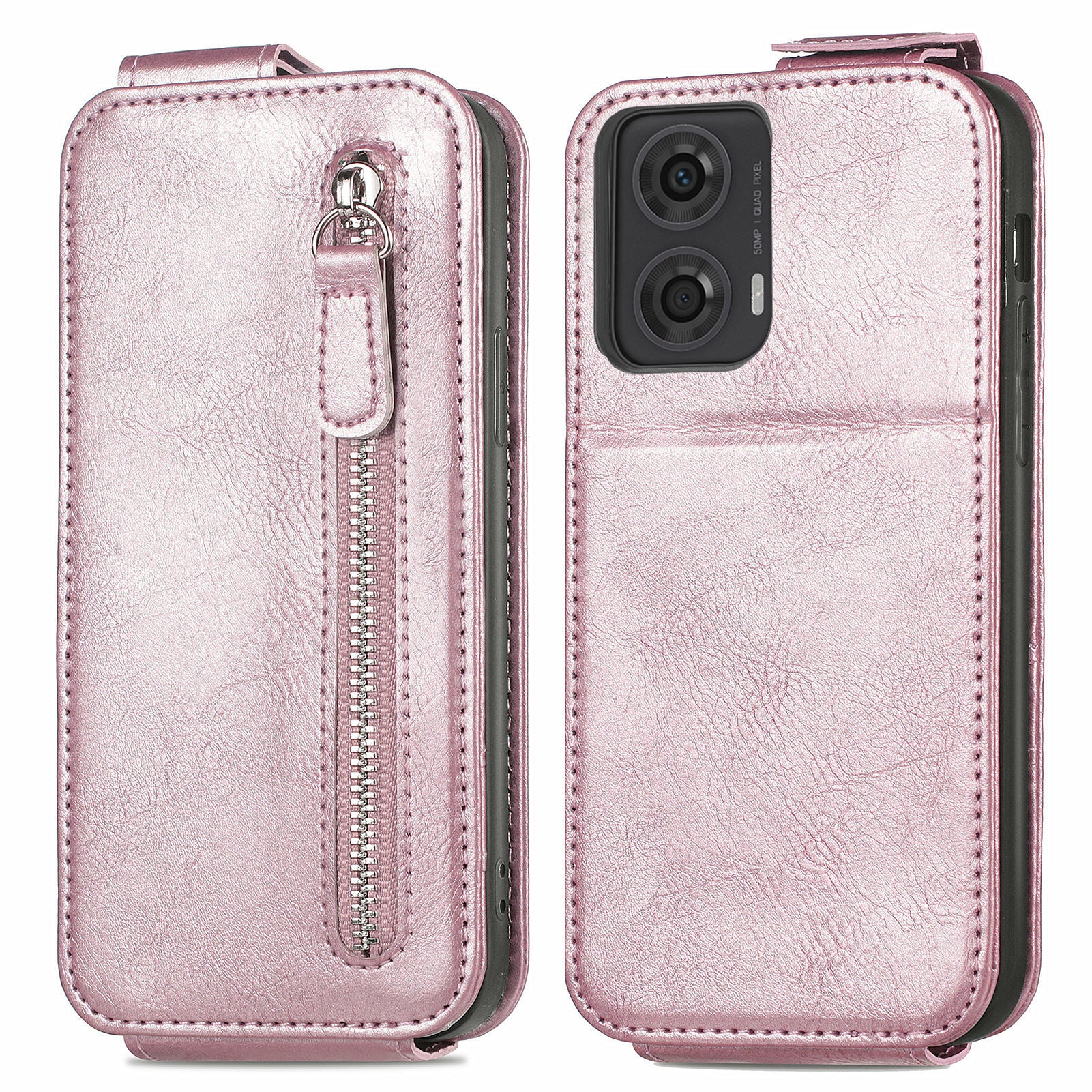 For Motorola Moto G24 4G / G04 4G Case with Card Holder PU Leather Phone Cover Vertical Flip