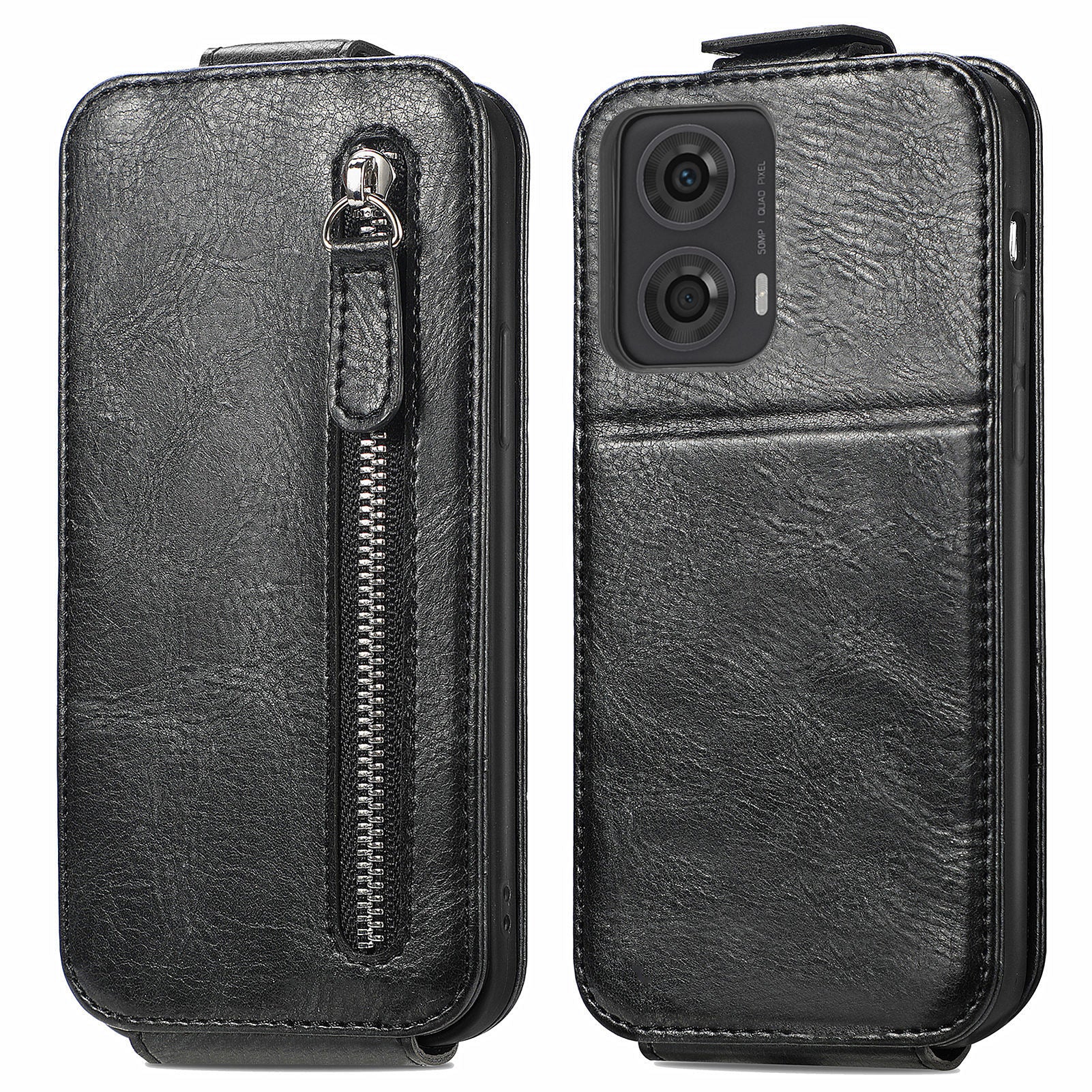 For Motorola Moto G24 4G / G04 4G Case with Card Holder PU Leather Phone Cover Vertical Flip
