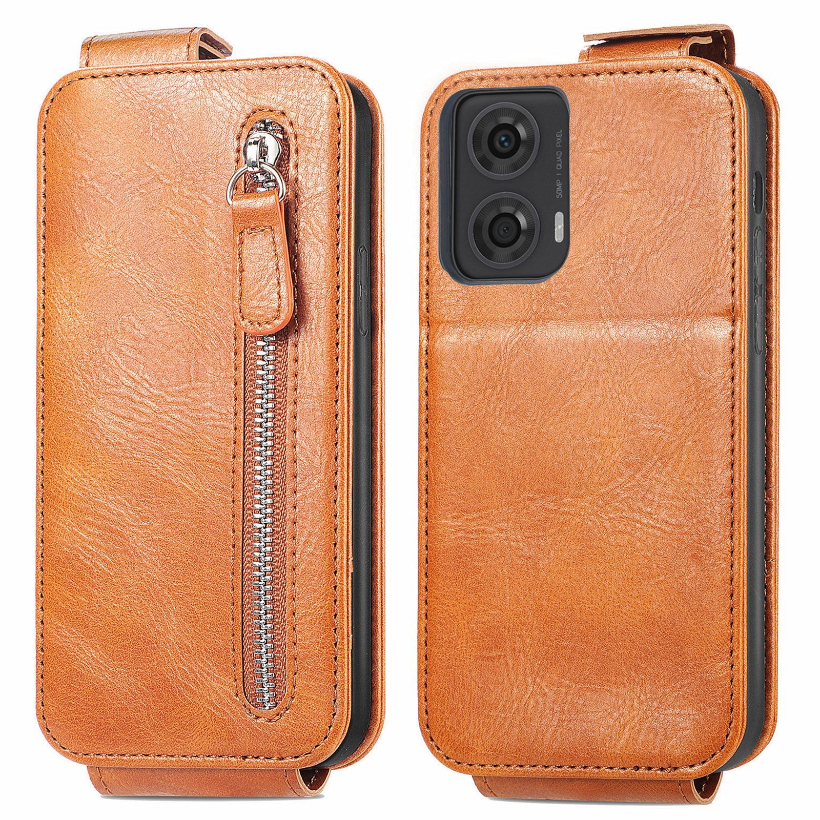For Motorola Moto G24 4G / G04 4G Case with Card Holder PU Leather Phone Cover Vertical Flip