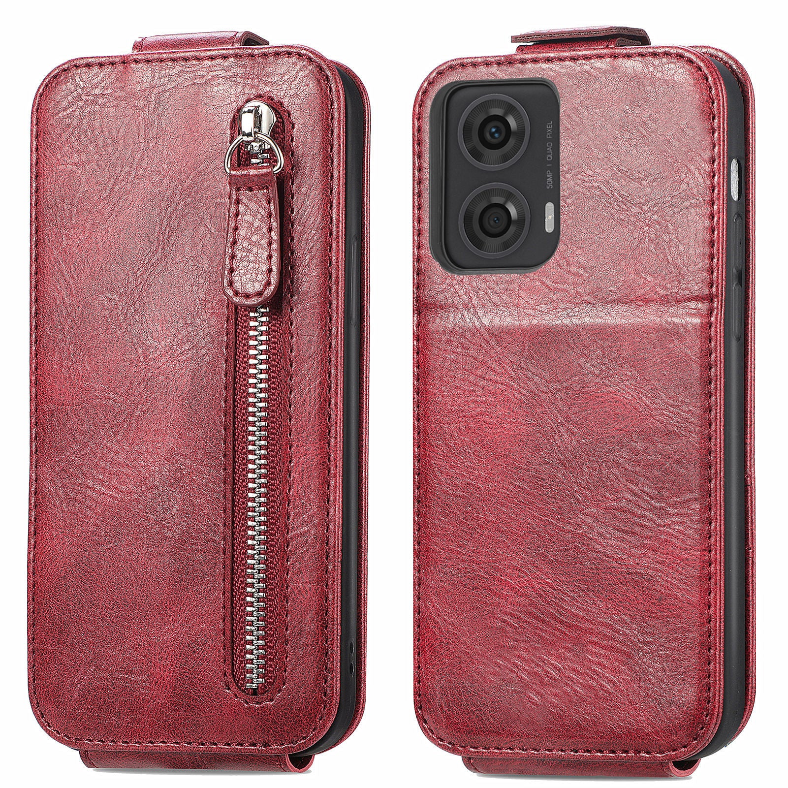For Motorola Moto G24 4G / G04 4G Case with Card Holder PU Leather Phone Cover Vertical Flip