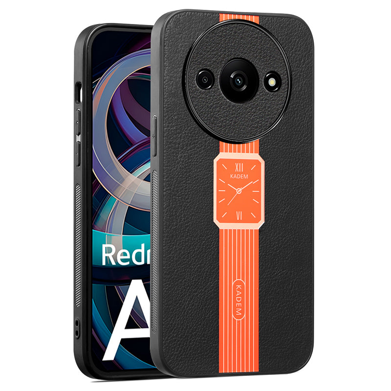 KADEM For Xiaomi Redmi A3 / Poco C61 4G Back Case Leather Coated TPU+Acrylic Non-Slip Phone Cover
