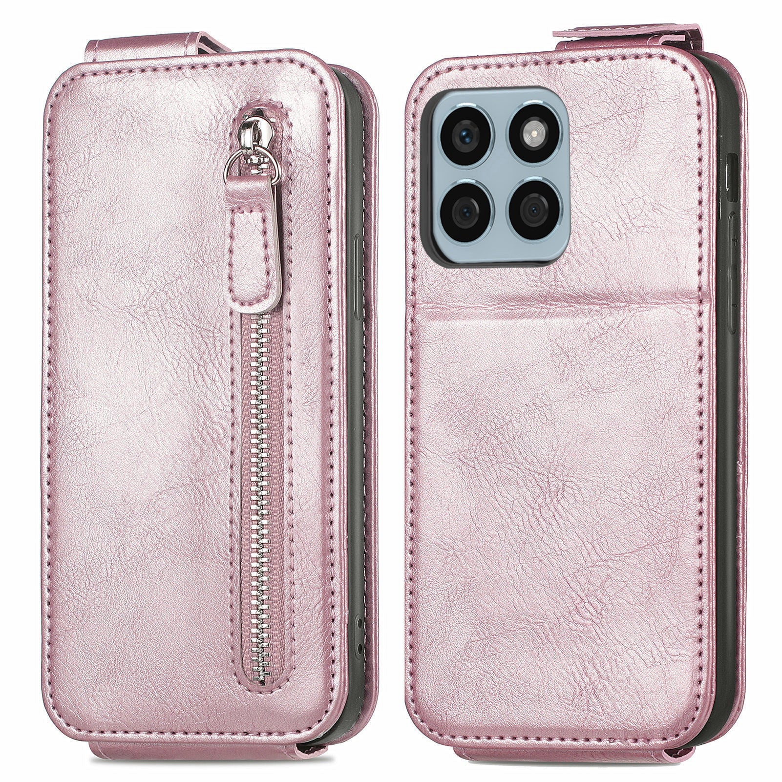 For Honor X8b 4G Case PU Leather Up and Down Open Zipper Wallet Phone Cover