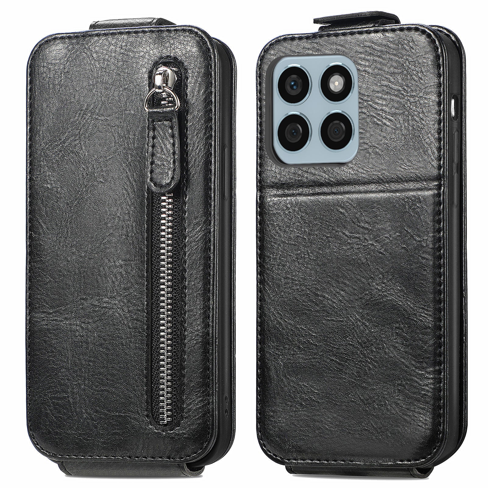 For Honor X8b 4G Case PU Leather Up and Down Open Zipper Wallet Phone Cover