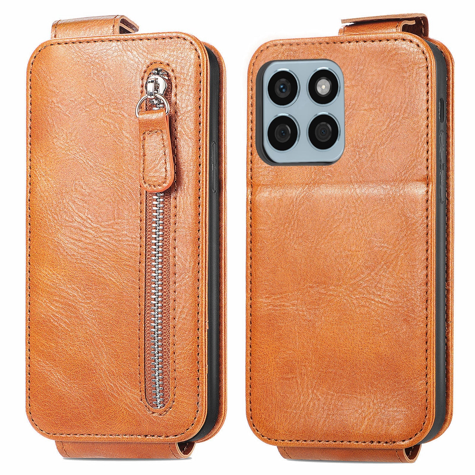 For Honor X8b 4G Case PU Leather Up and Down Open Zipper Wallet Phone Cover