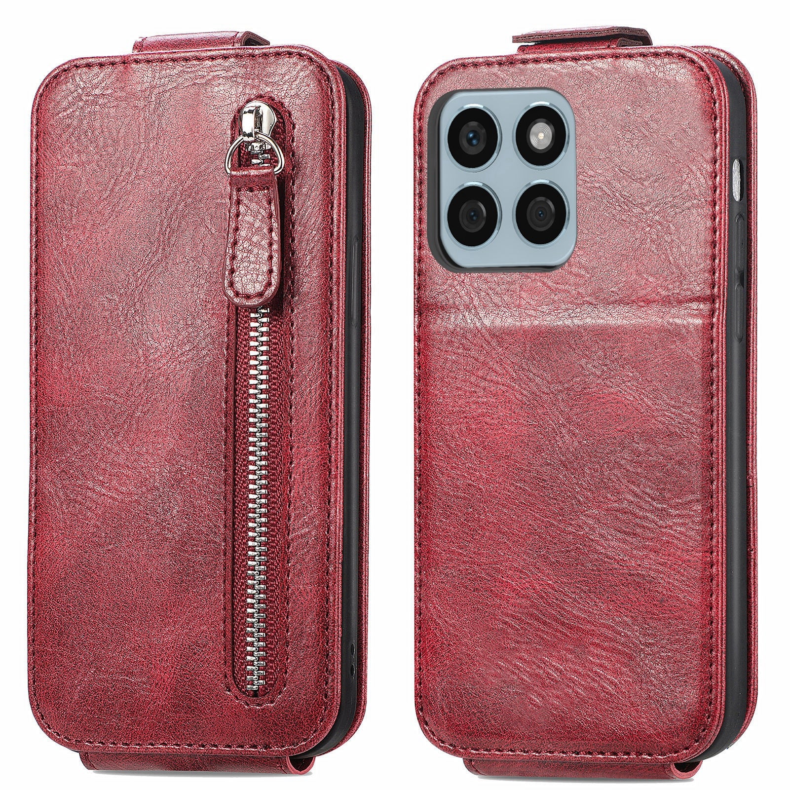 For Honor X8b 4G Case PU Leather Up and Down Open Zipper Wallet Phone Cover