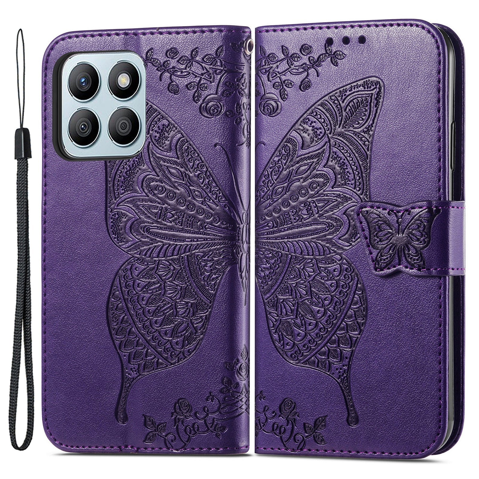 For Honor X8b 4G  Case Magnetic Butterfly Imprinted Cell Phone Cover
