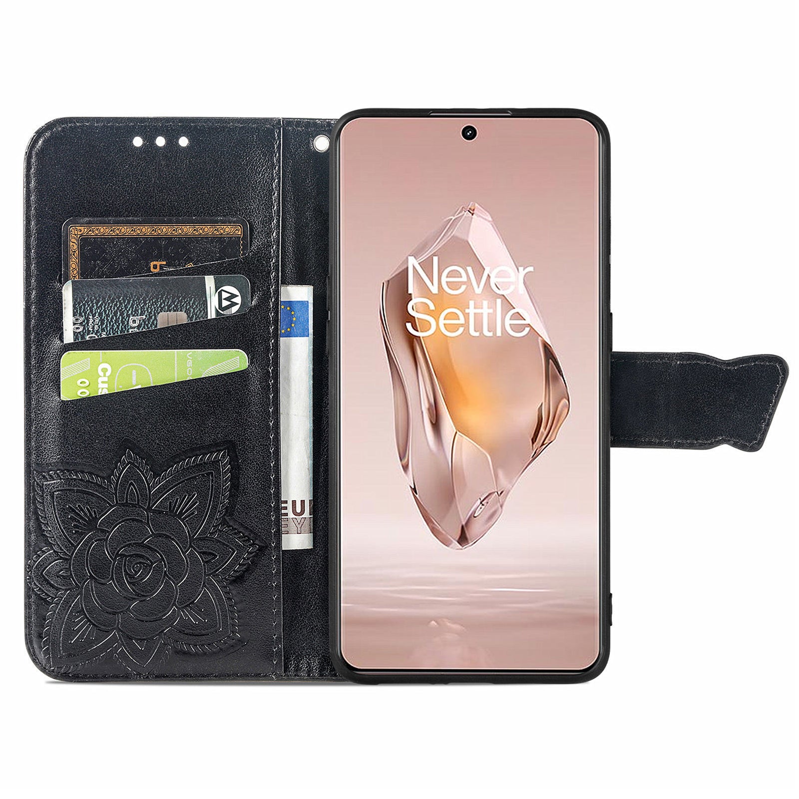 For OnePlus 12R 5G / Ace 3 5G Magnetic Phone Case Folio Stand Butterfly Imprinted Cover