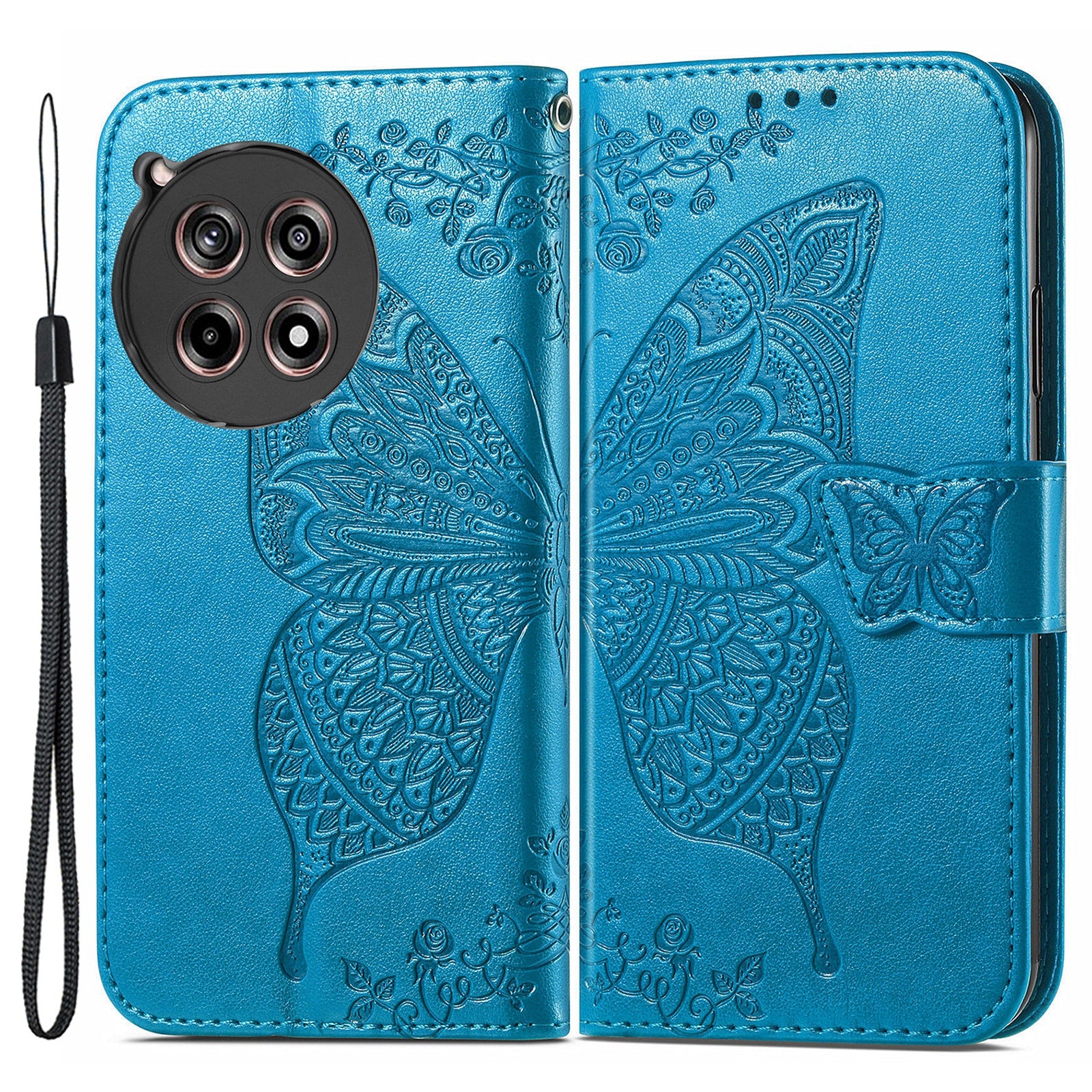 For OnePlus 12R 5G / Ace 3 5G Magnetic Phone Case Folio Stand Butterfly Imprinted Cover