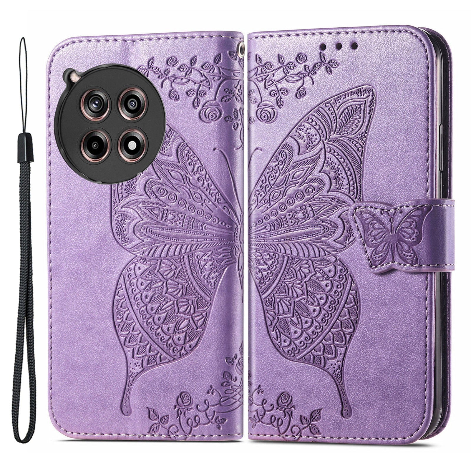 For OnePlus 12R 5G / Ace 3 5G Magnetic Phone Case Folio Stand Butterfly Imprinted Cover