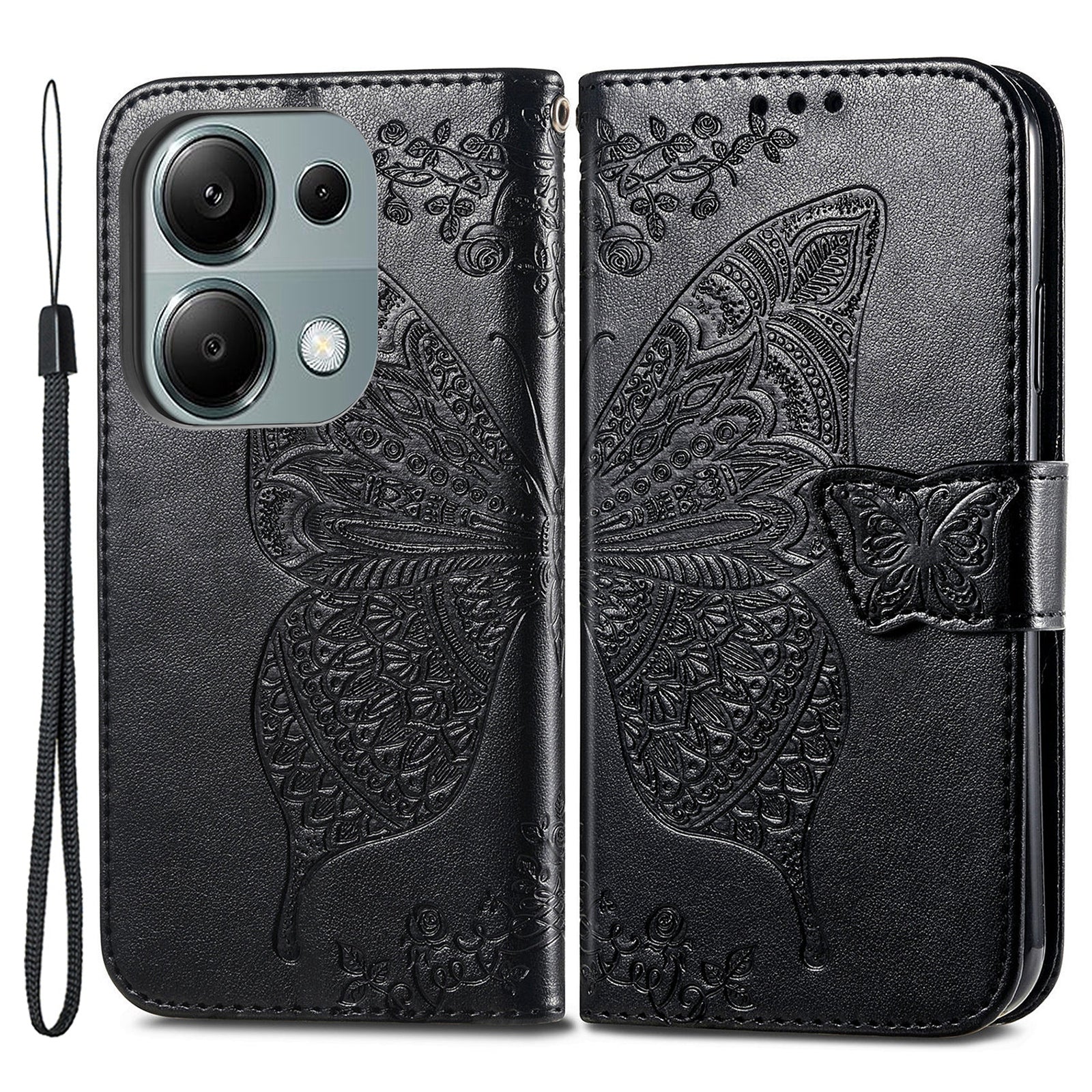 For Xiaomi Redmi Note 13 Pro 4G / Poco M6 Pro 4G Phone Case Butterfly Imprinted Cover with Card Holder
