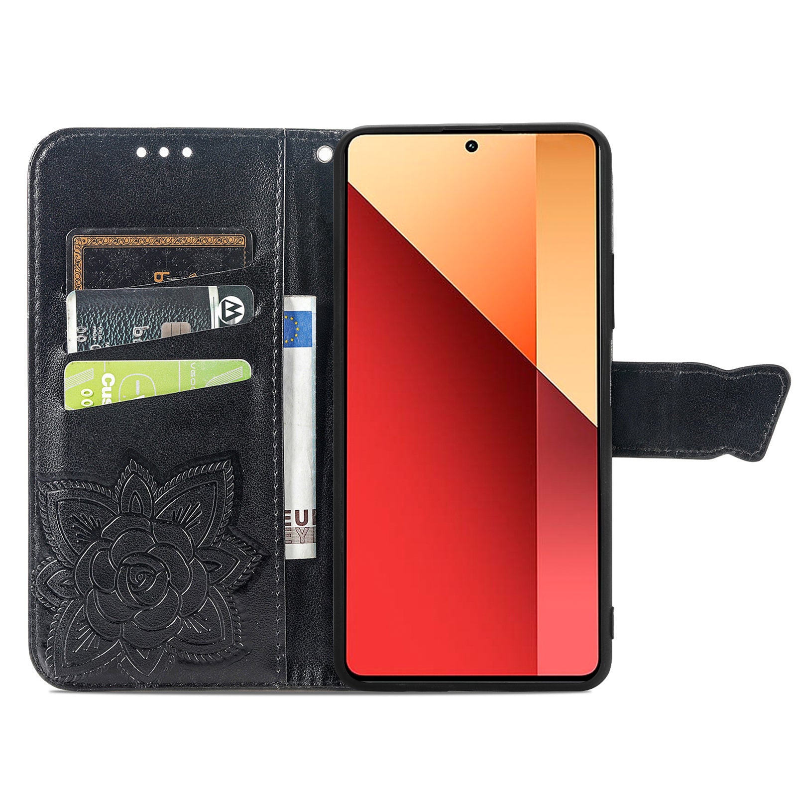 For Xiaomi Redmi Note 13 Pro 4G / Poco M6 Pro 4G Phone Case Butterfly Imprinted Cover with Card Holder