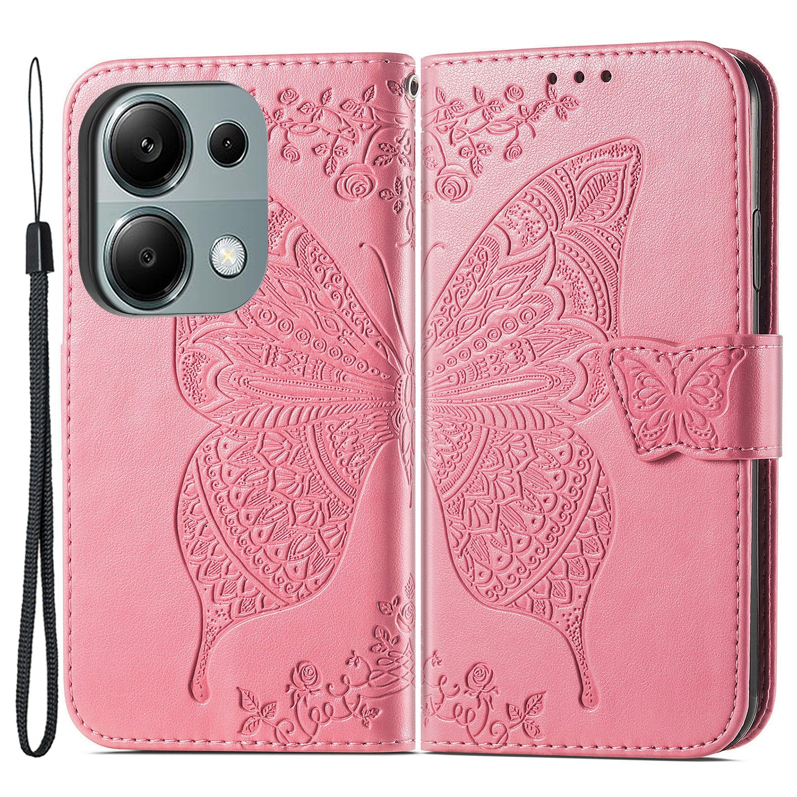 For Xiaomi Redmi Note 13 Pro 4G / Poco M6 Pro 4G Phone Case Butterfly Imprinted Cover with Card Holder