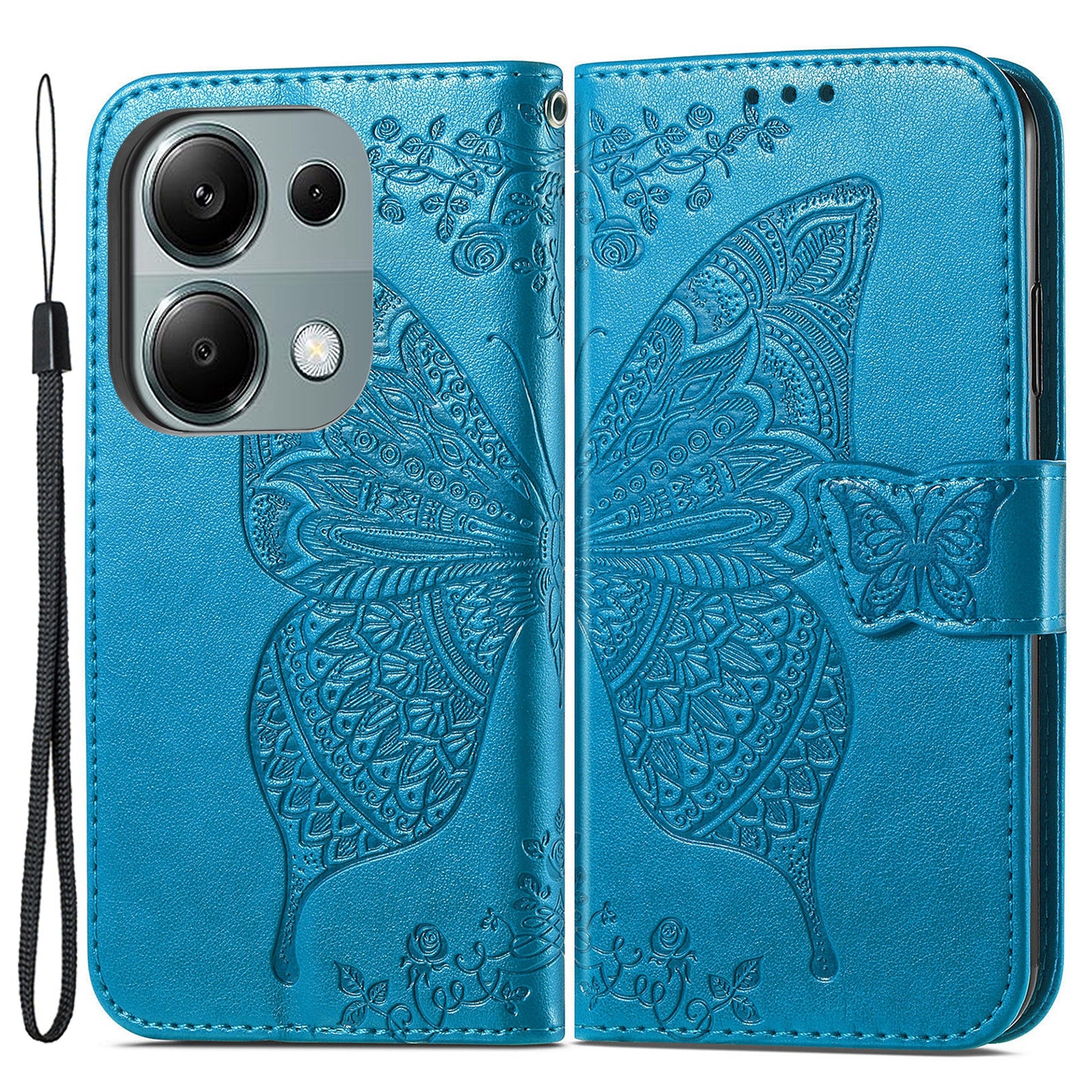 For Xiaomi Redmi Note 13 Pro 4G / Poco M6 Pro 4G Phone Case Butterfly Imprinted Cover with Card Holder