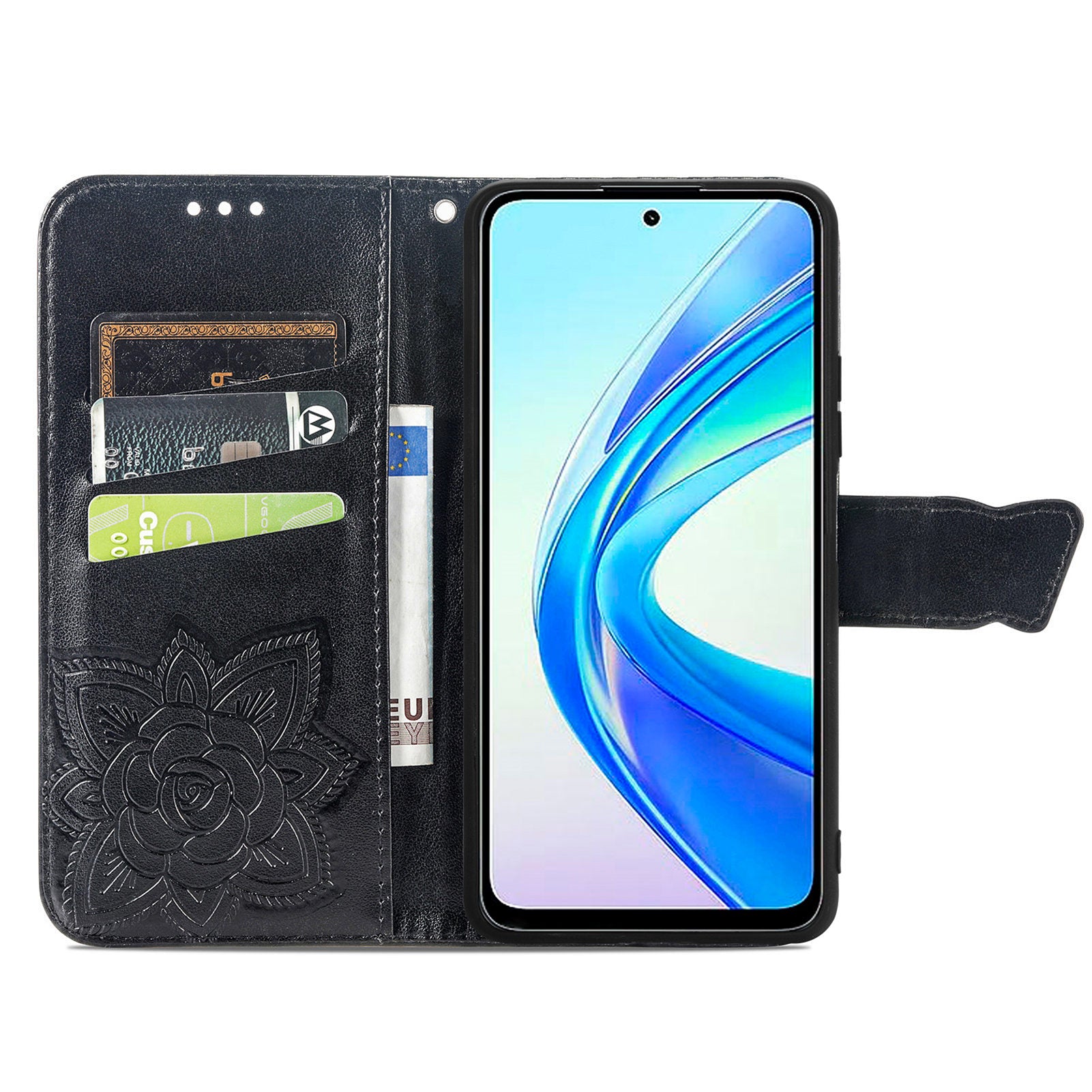 For Honor X7b 4G / 90 Smart Shockproof Case Butterfly Pattern Wallet Style Phone Guard Cover