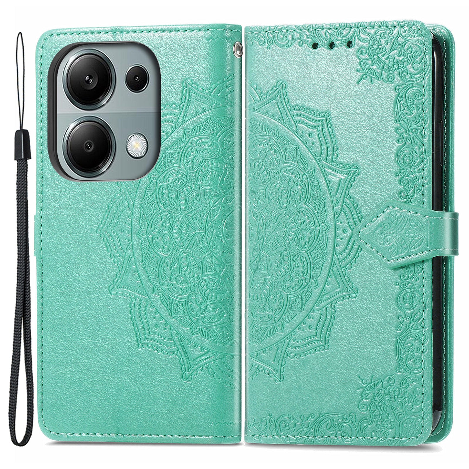 For Xiaomi Redmi Note 13 Pro 4G Magnetic Phone Case Embossed Mandala Floral Card Slots Cover